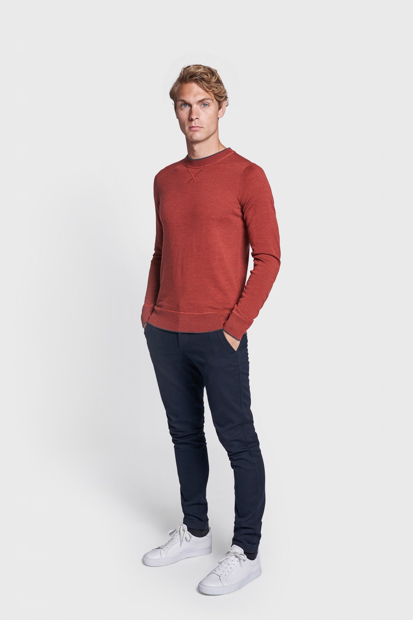BS Federer Regular Fit Stickad Tröja - Dark Orange
