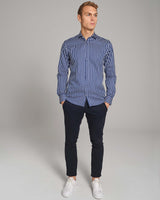 BS Patric Slim Fit Skjorte - Dark Blue/White