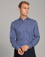 BS Patric Slim Fit Skjorte - Dark Blue/White