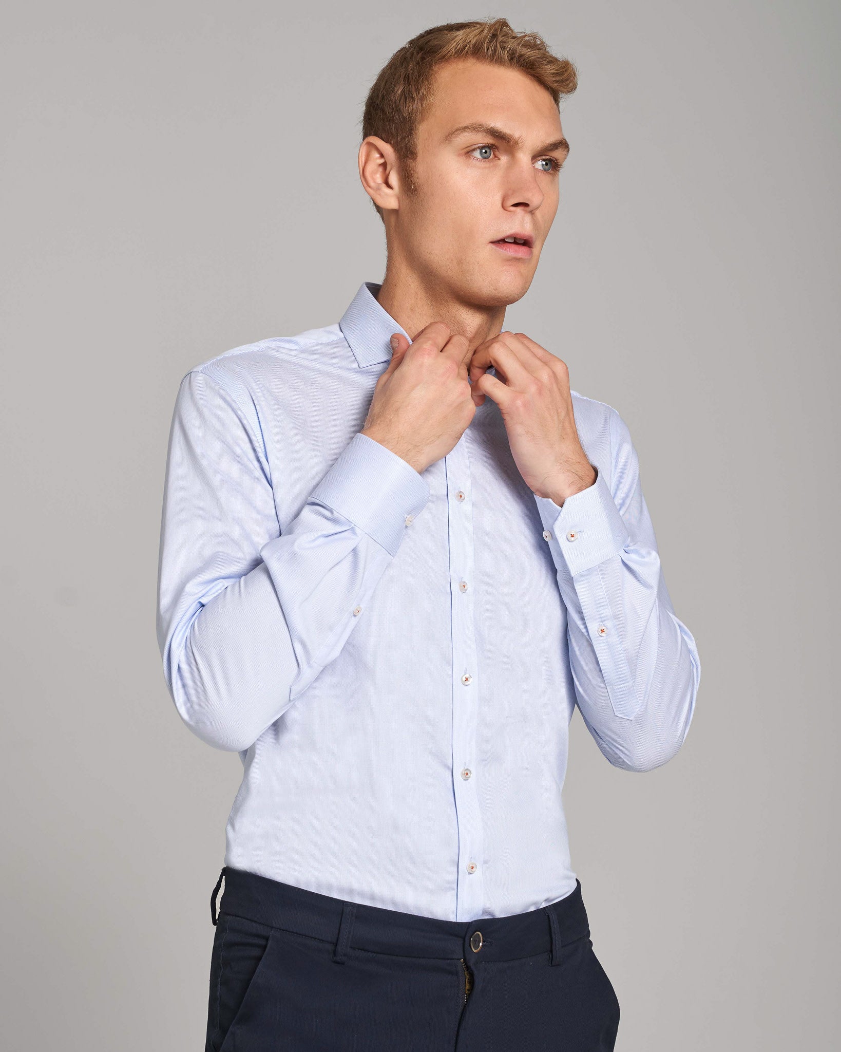BS Scholes Slim Fit Skjorte - Light Blue