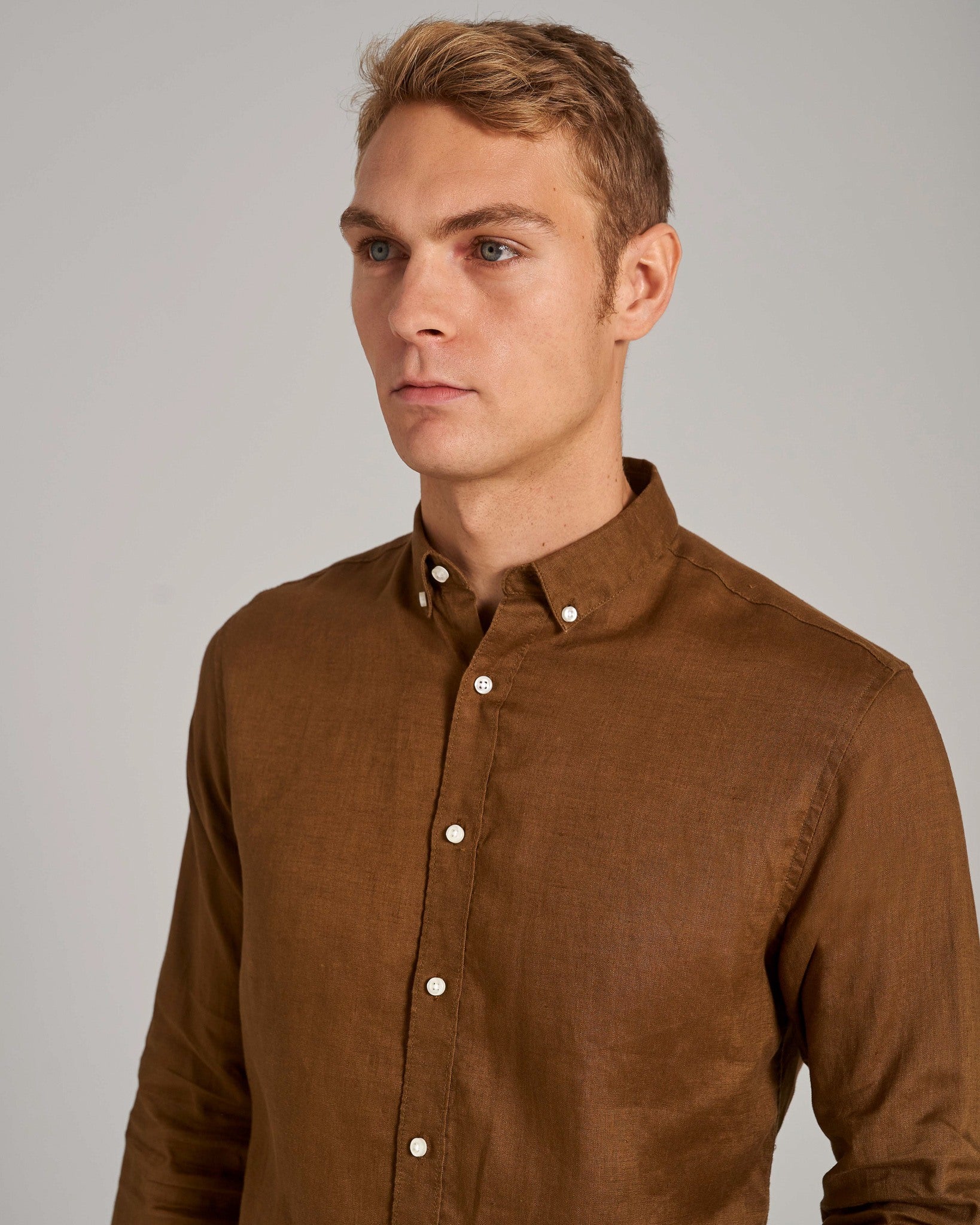 BS Sainz Casual Slim Fit Skjorta - Ockra