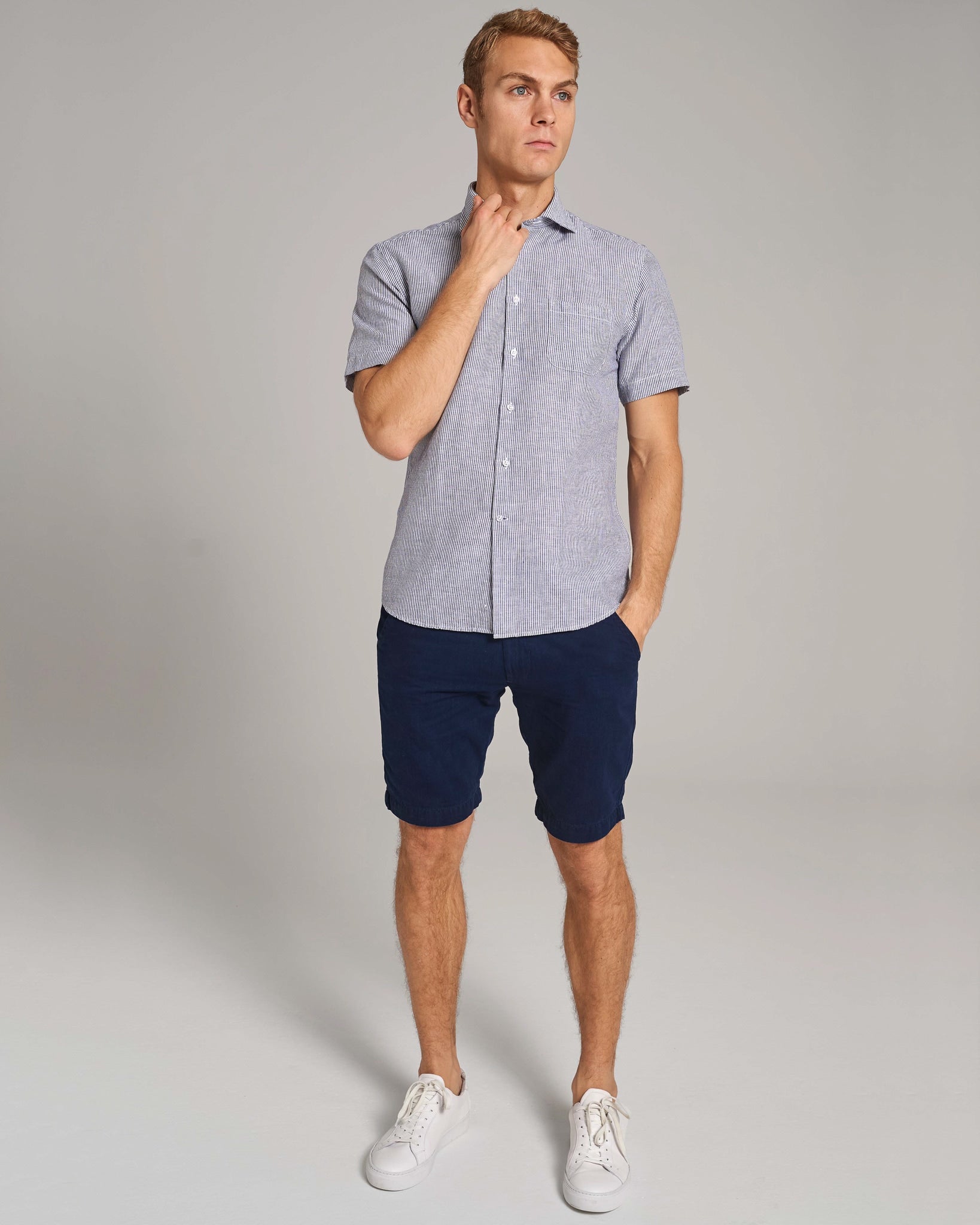 BS Hamilton Casual Slim Fit Skjorta - Blå/Vit
