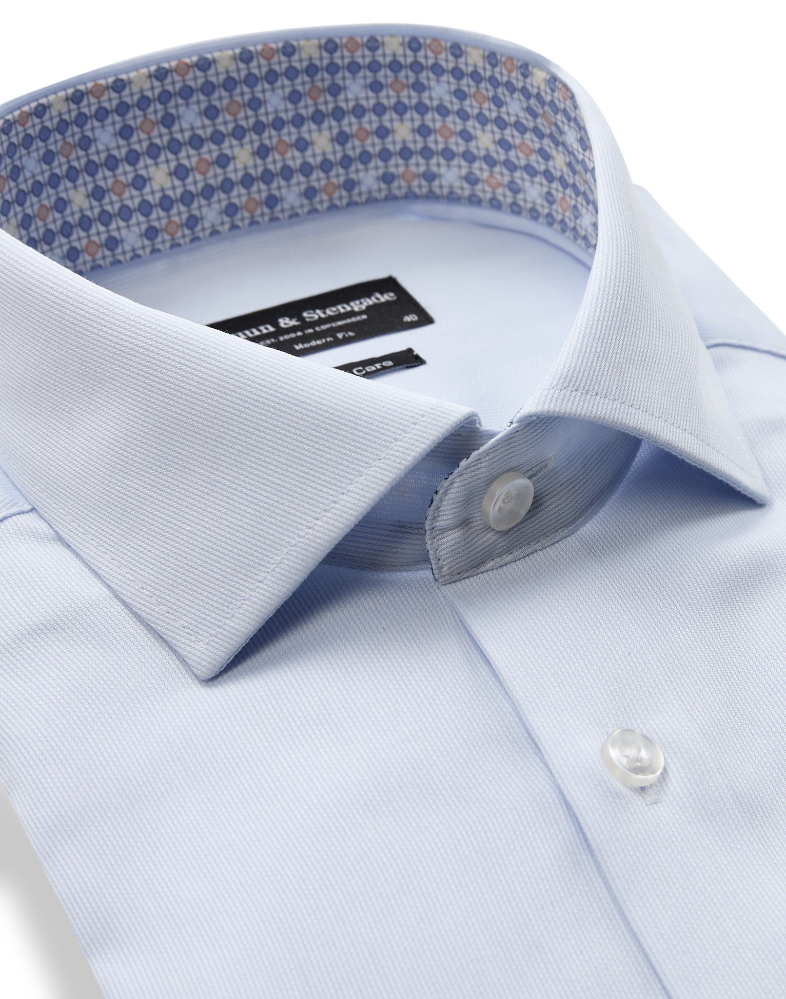 BS Ruud Modern Fit Skjorte - Light Blue/White