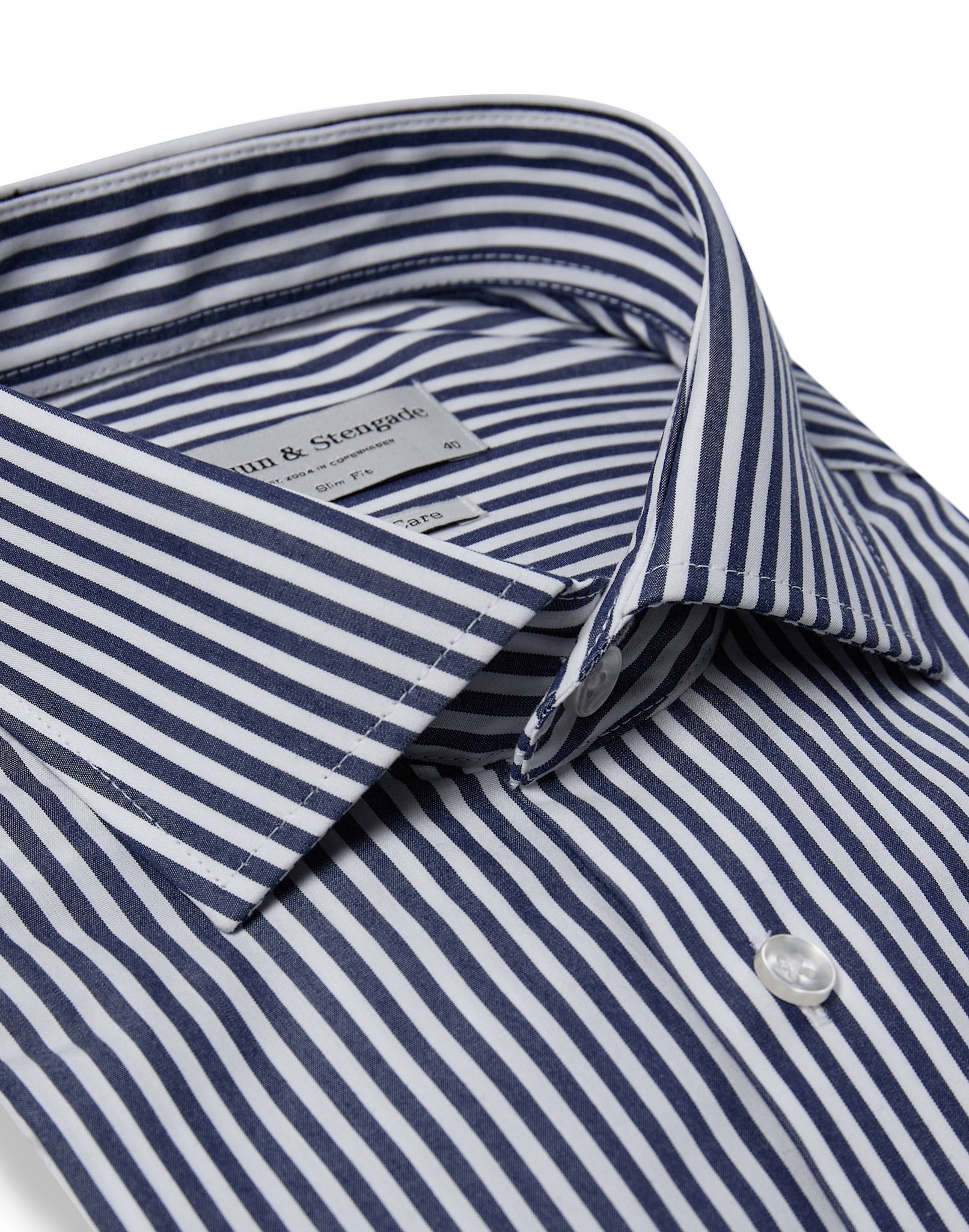 BS Rodriguez Slim Fit Skjorte - Navy/White