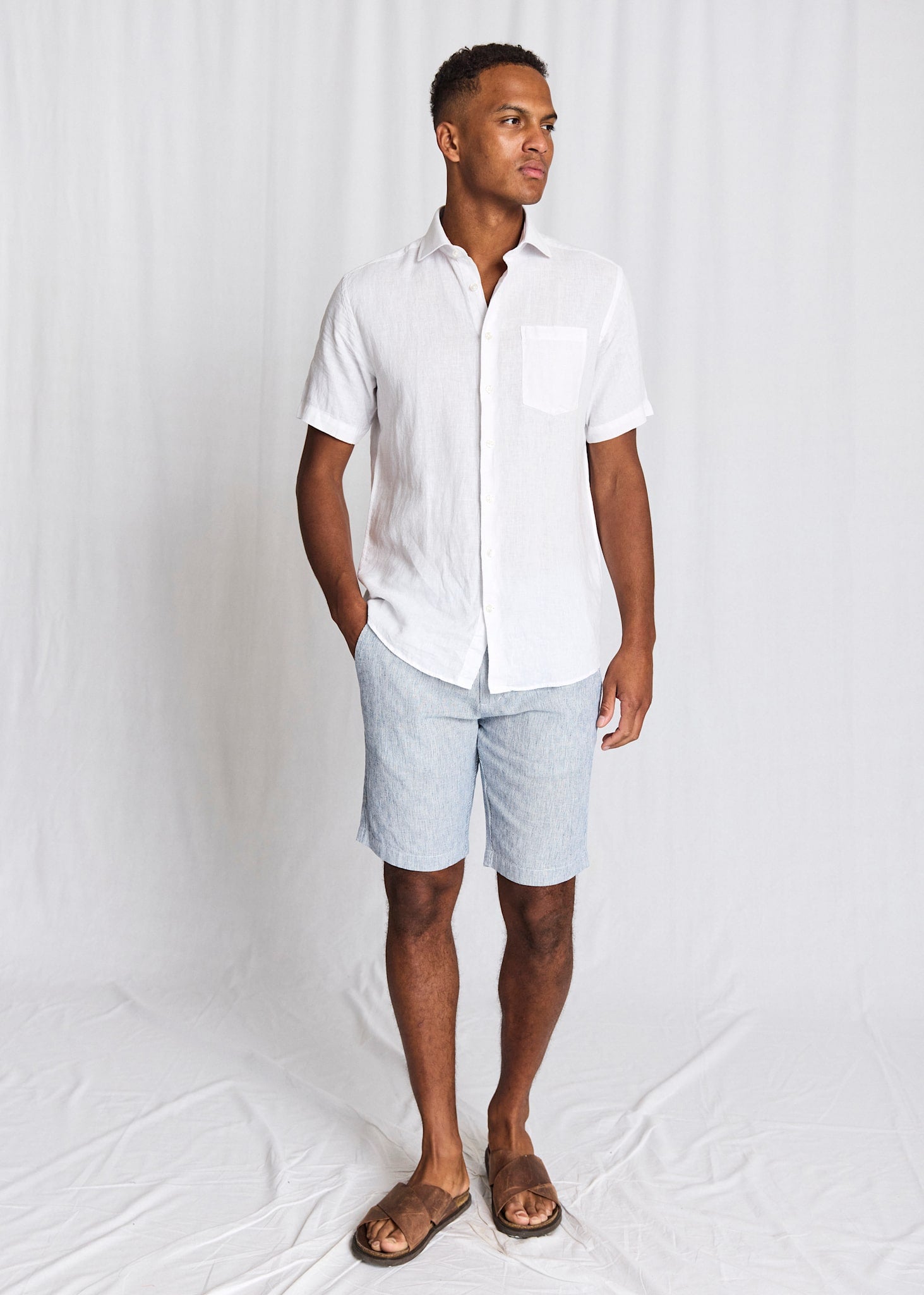 BS Darion Regular Fit Shorts - Navy/White