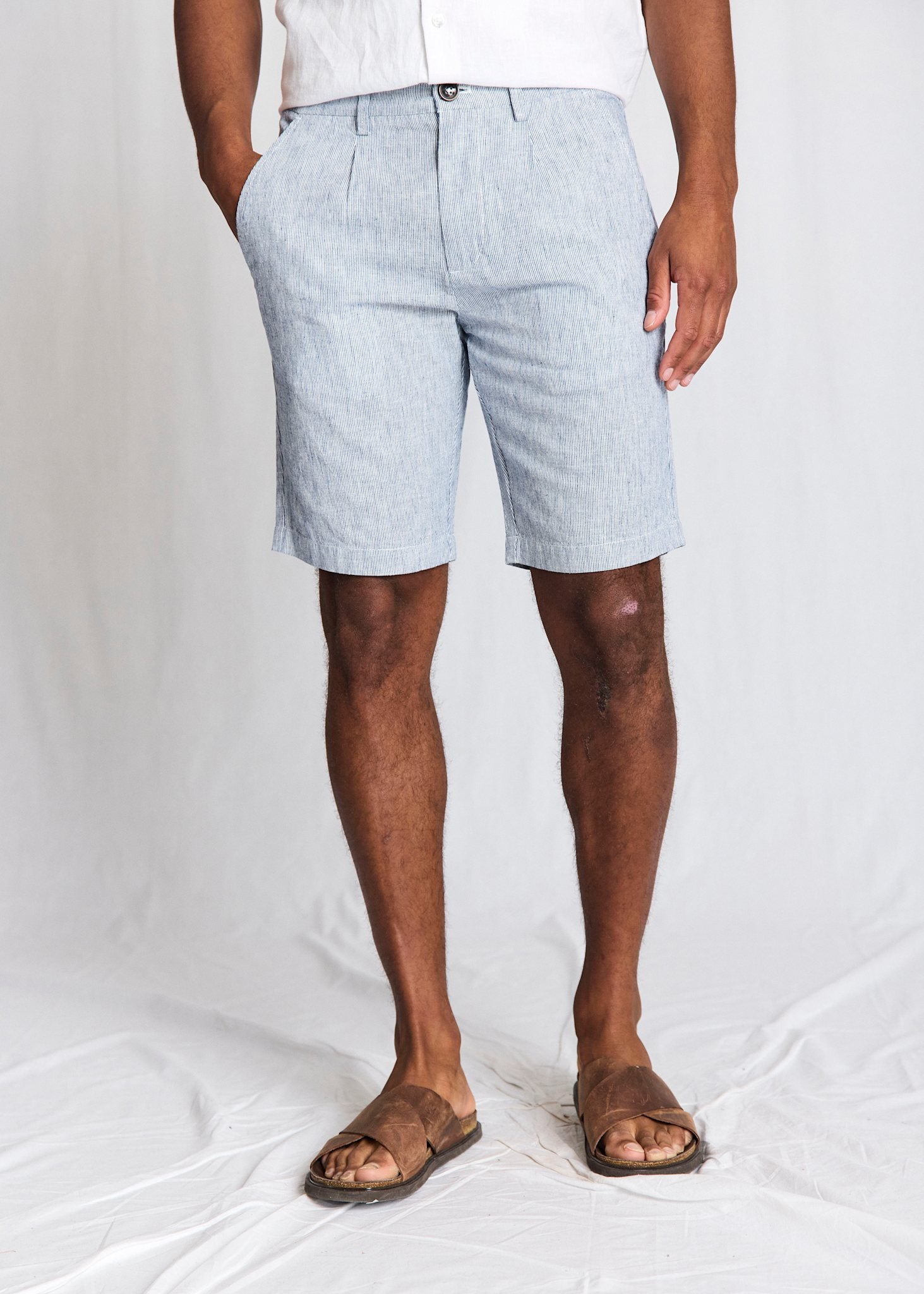 BS Darion Regular Fit Shorts - Navy/White
