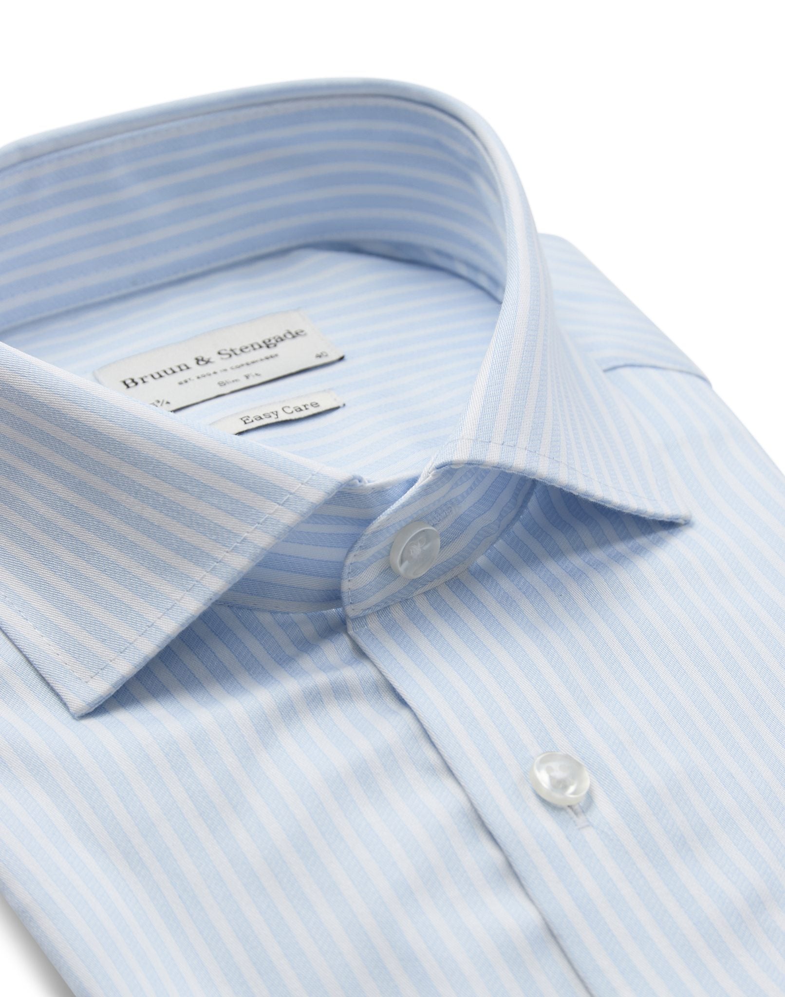 BS Borko Slim Fit Skjorte - Light Blue/White