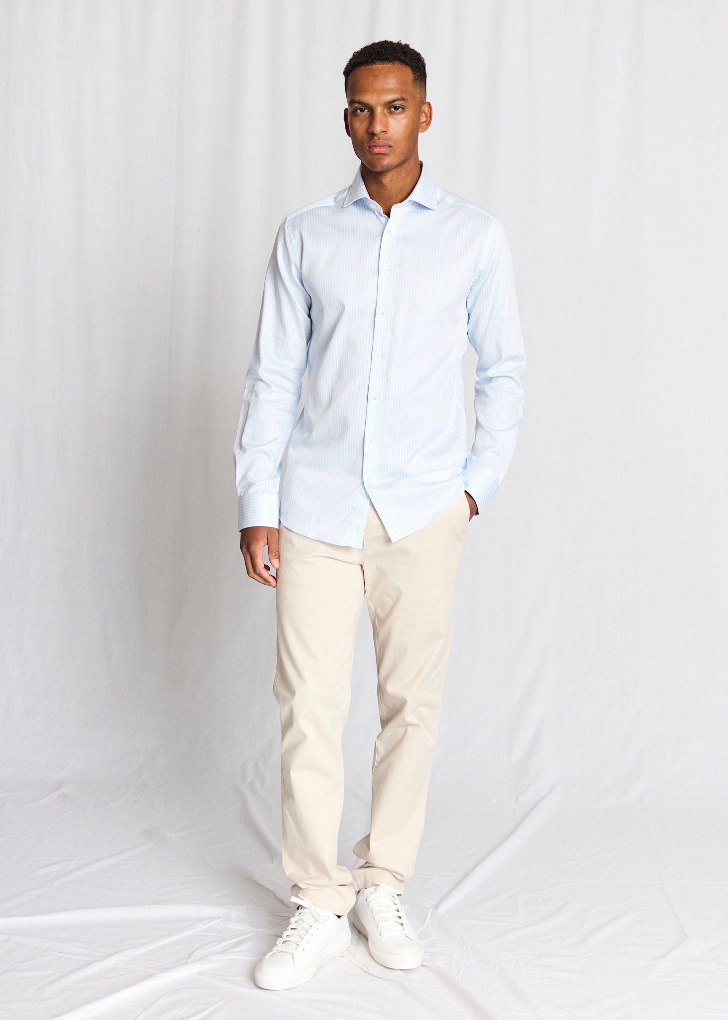 BS Borko Slim Fit Shirt - Light Blue/White