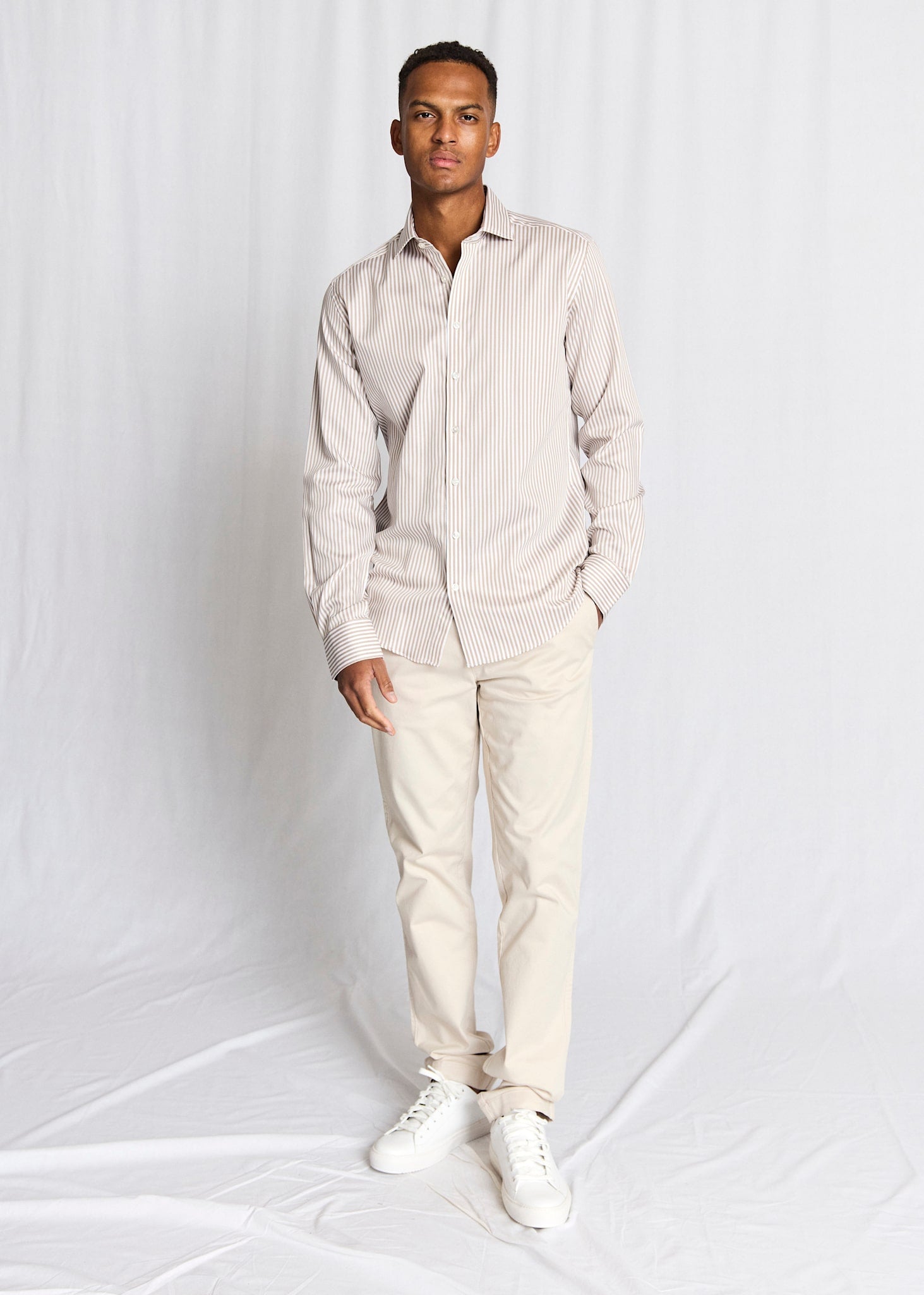BS Kunkel Slim Fit Skjorte - Sand/White