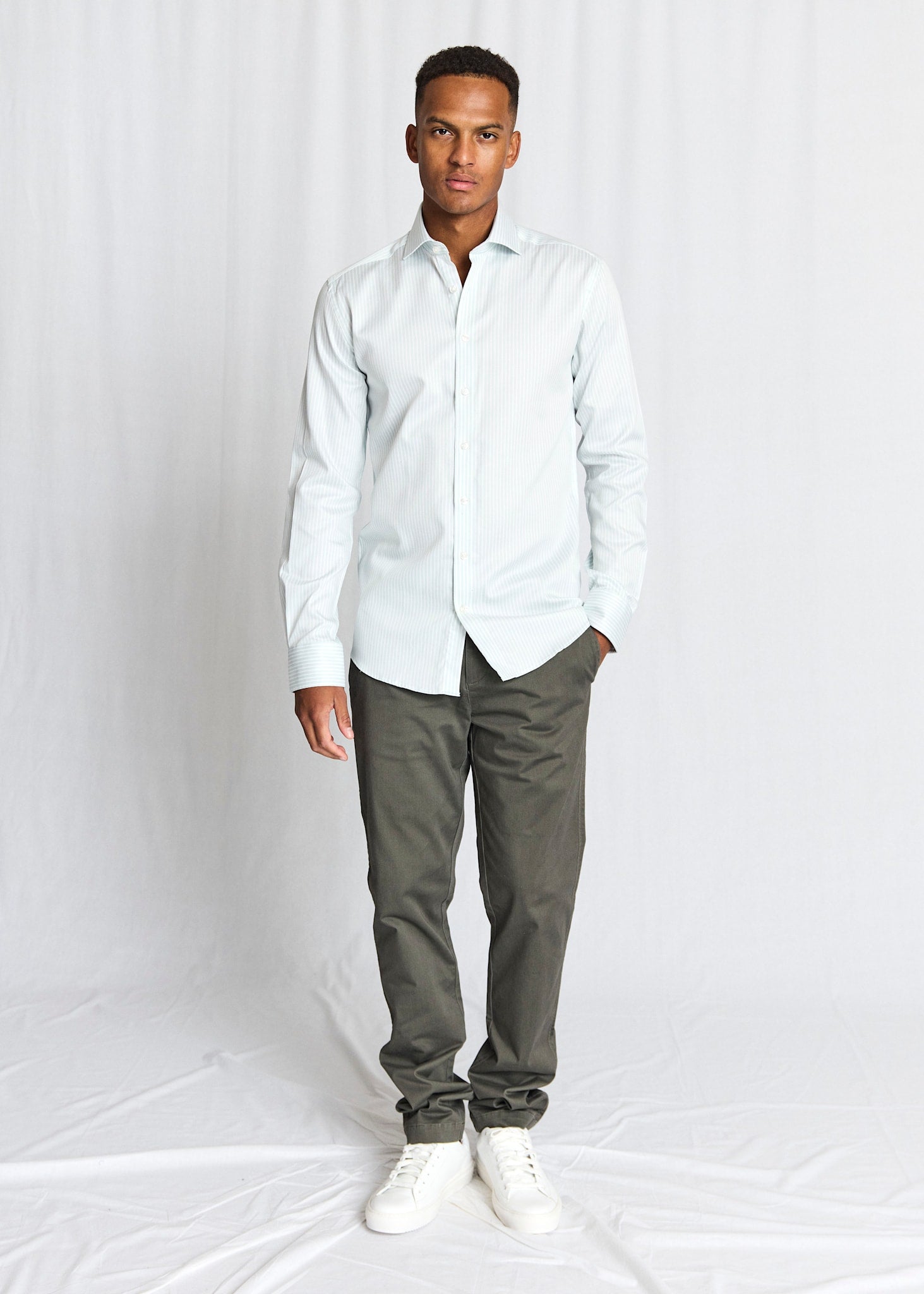 BS Fredric Modern Fit Skjorte - Light Green/White