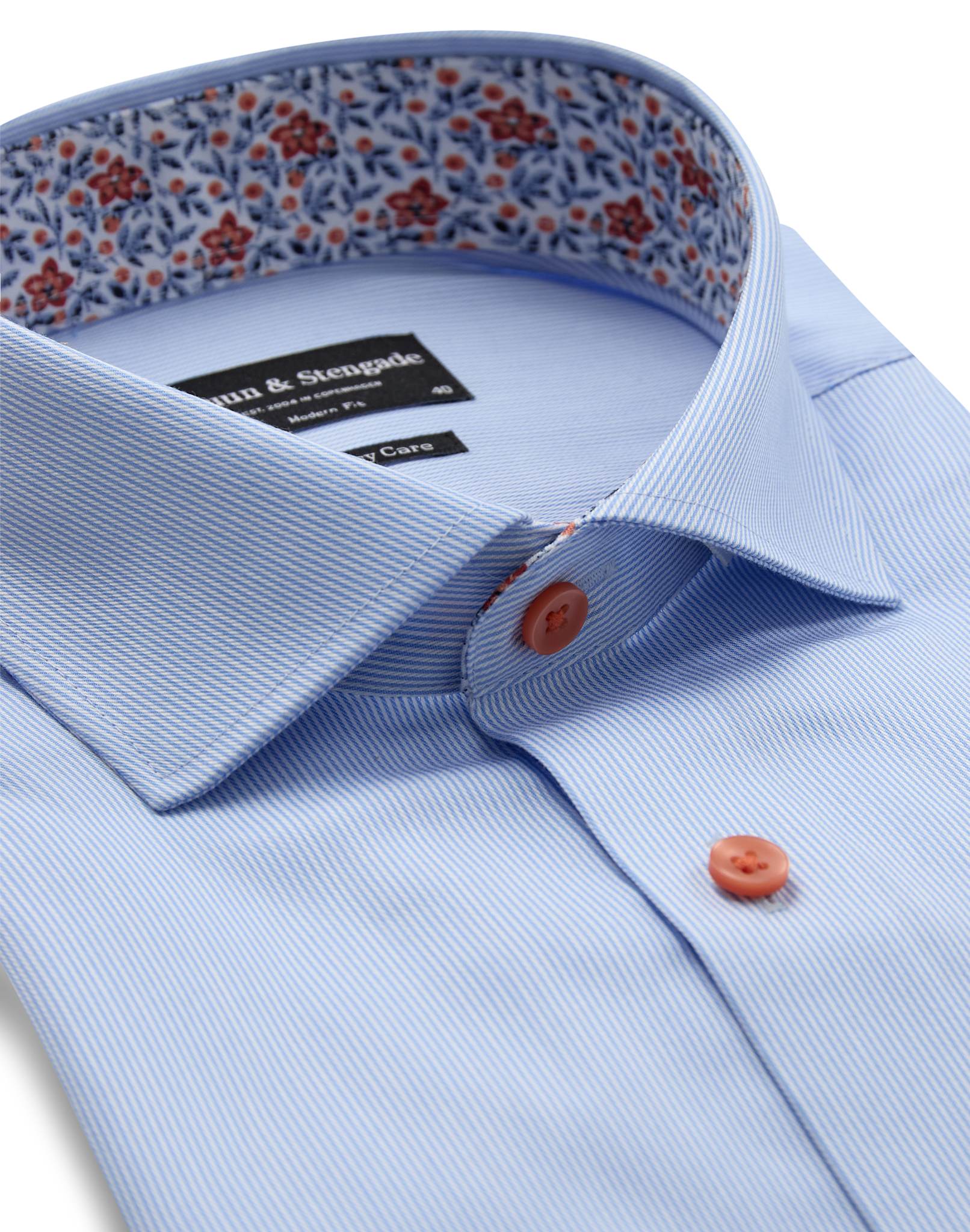 BS Mollgaard Modern Fit Skjorte - Light Blue/White