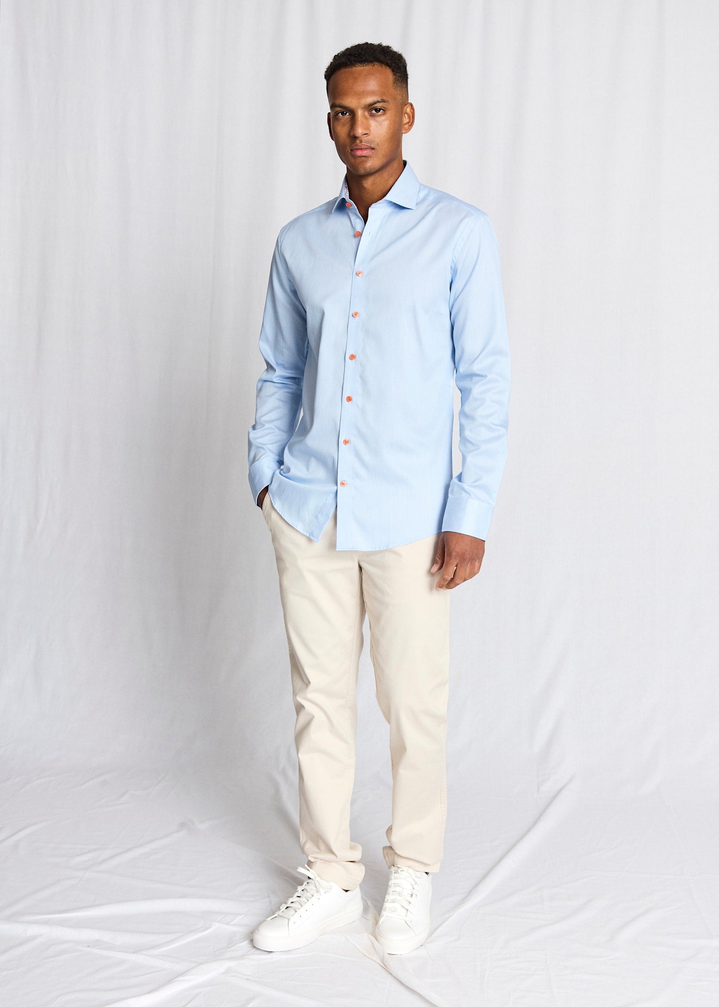 BS Mollgaard Modern Fit Skjorte - Light Blue/White