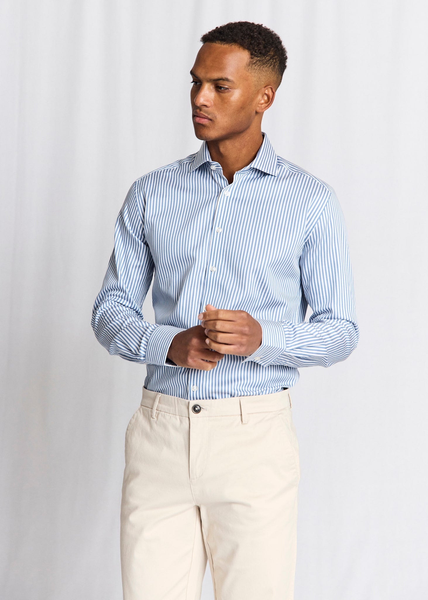 BS Sime Modern Fit Skjorte - Blue/White