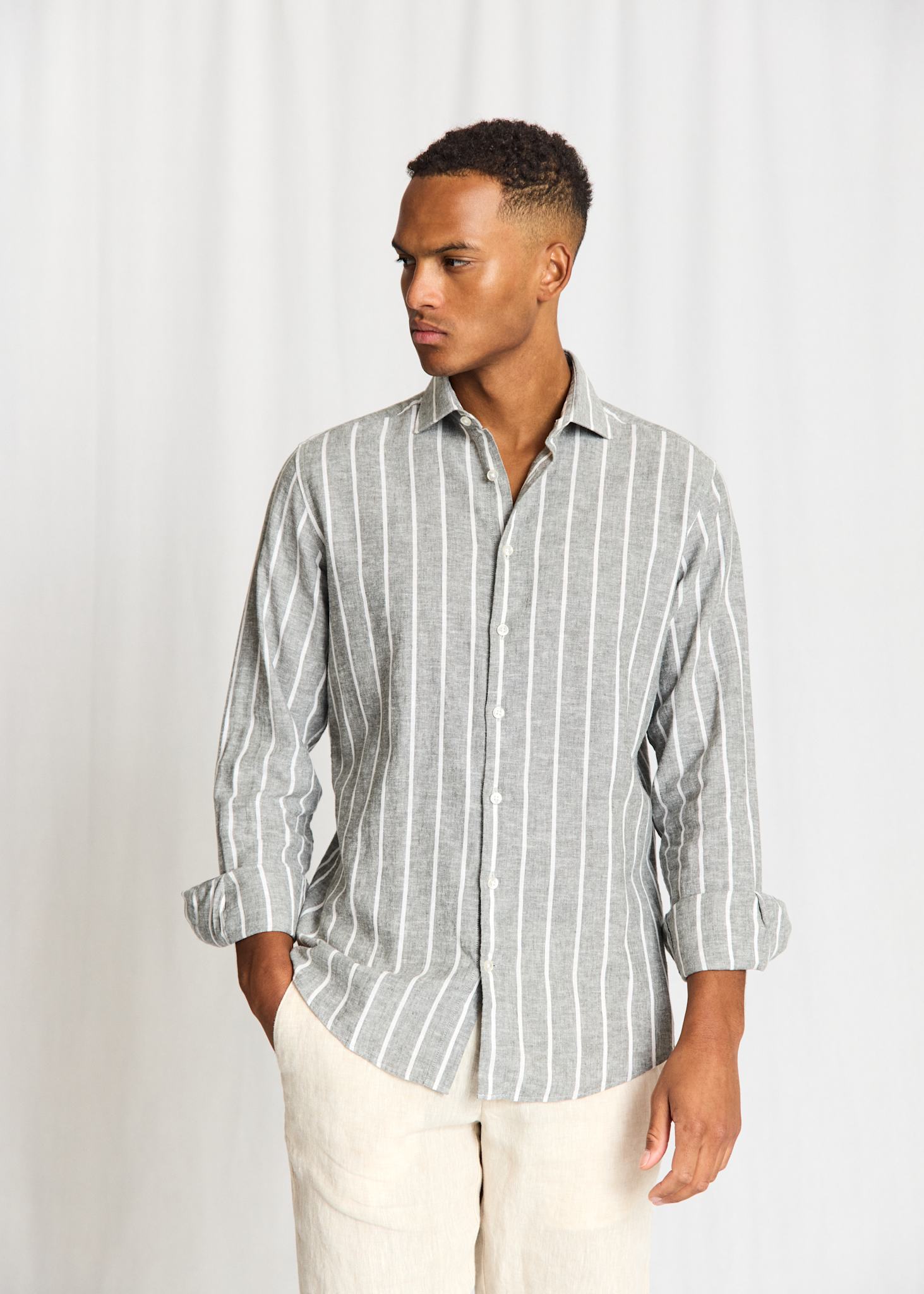 BS Freitas Casual Modern Fit Shirt - Green/White