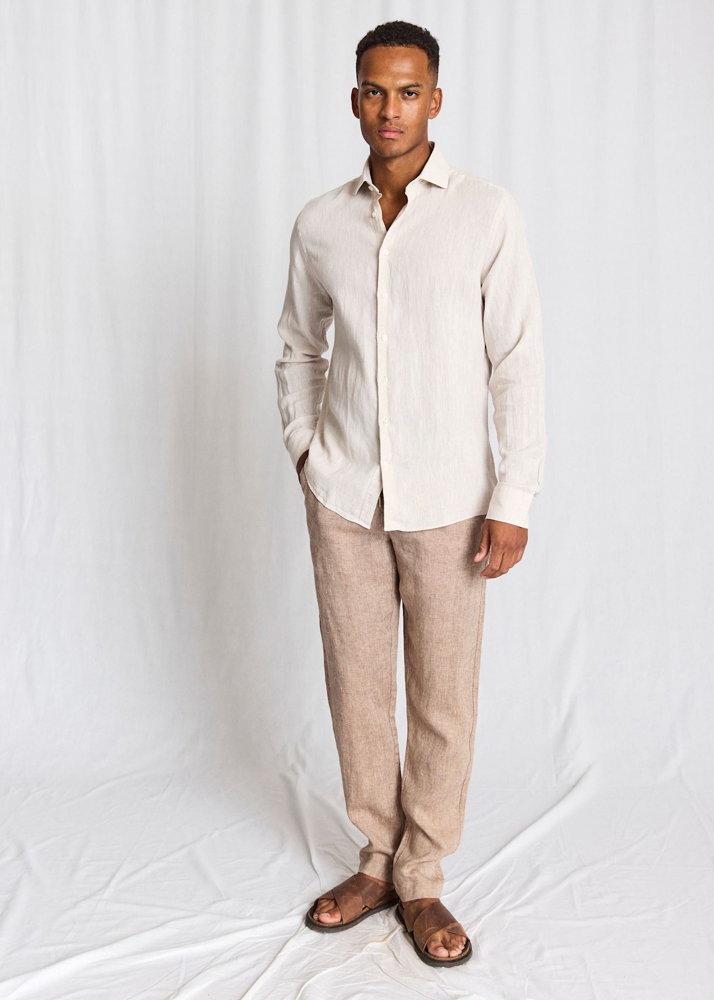 BS Tahaka Casual Modern Fit Skjorta - Sand