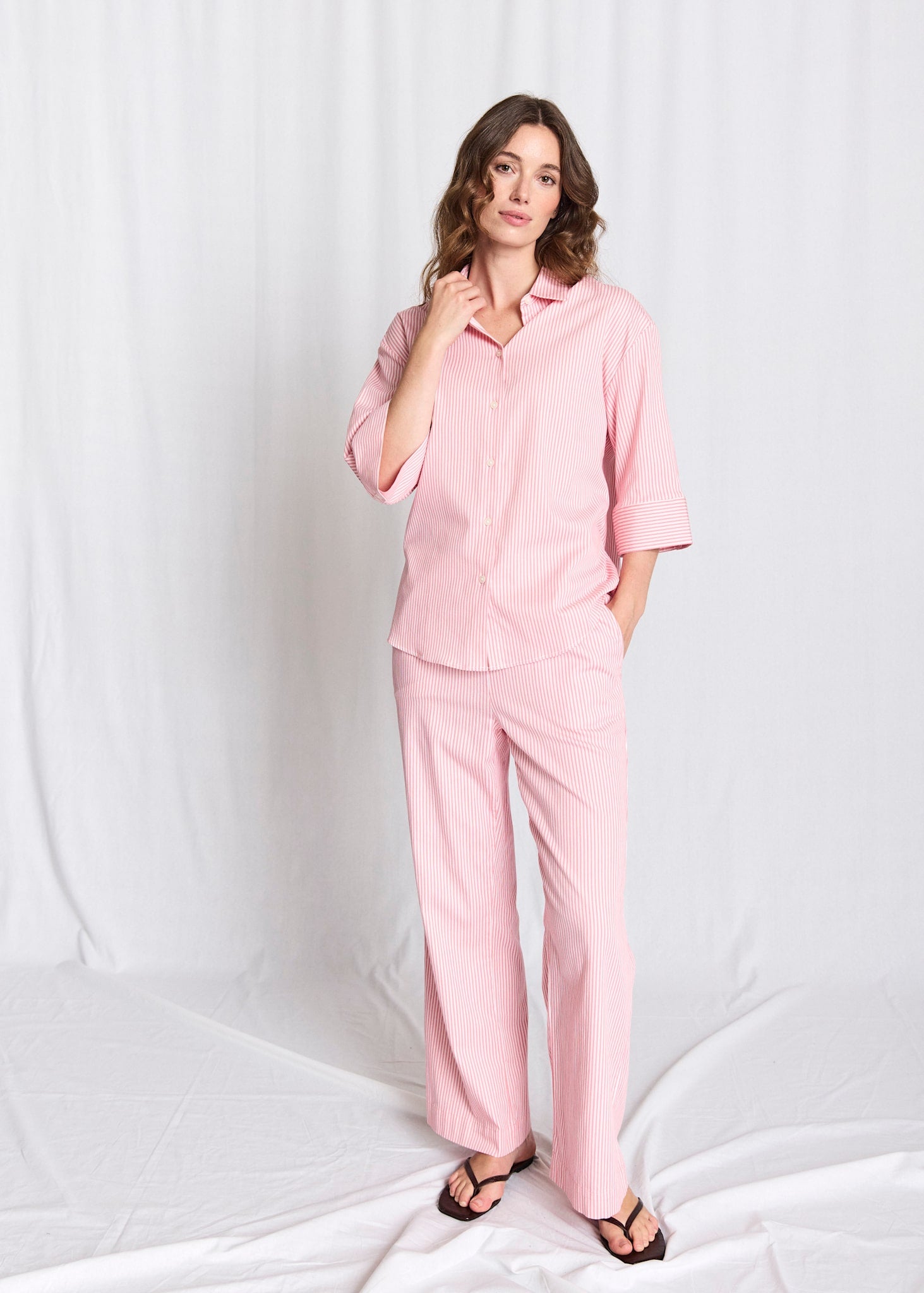 BS Talia Regular Fit Skjorte - Lipstick Red/White