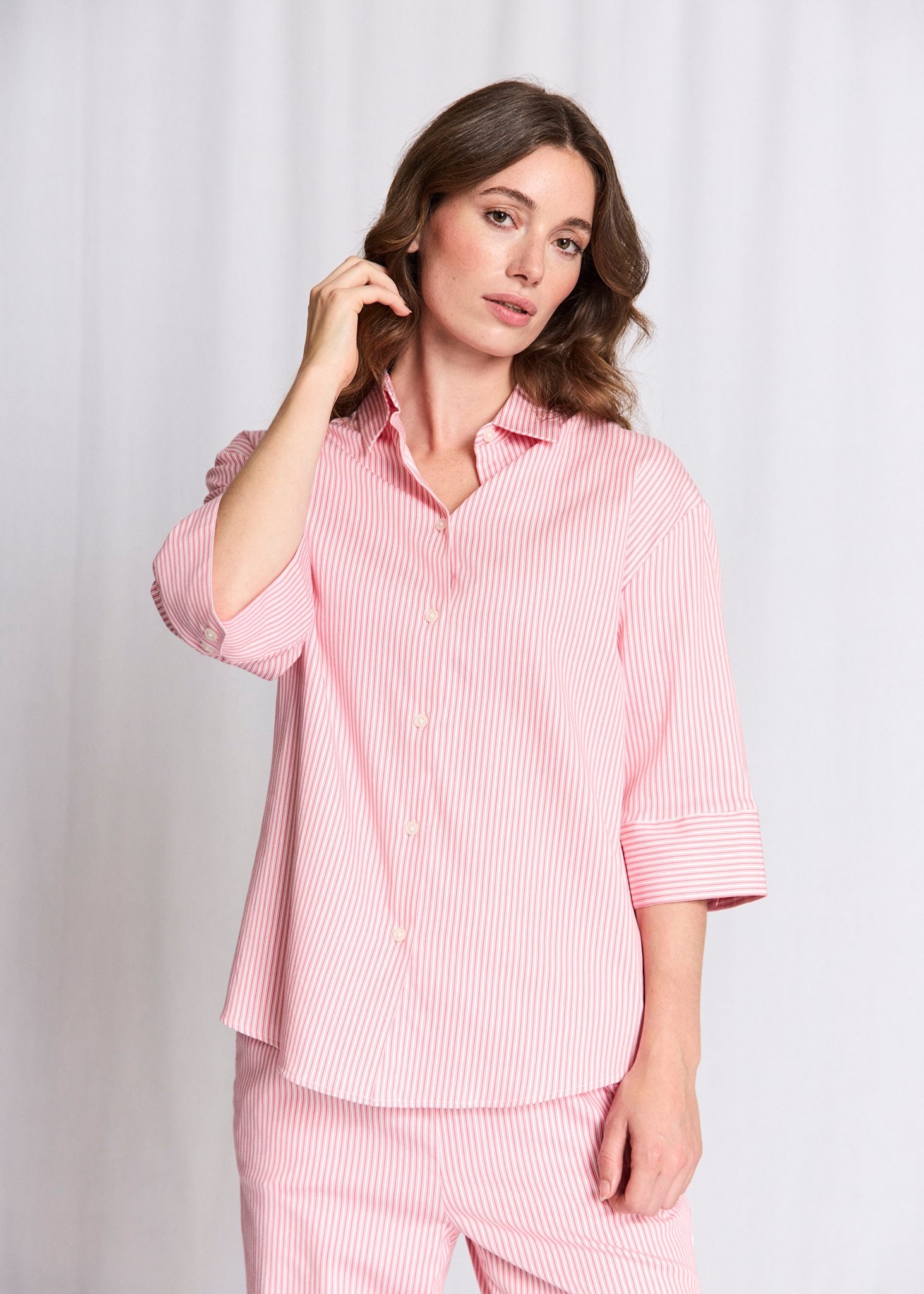 BS Talia Regular Fit Skjorte - Lipstick Red/White