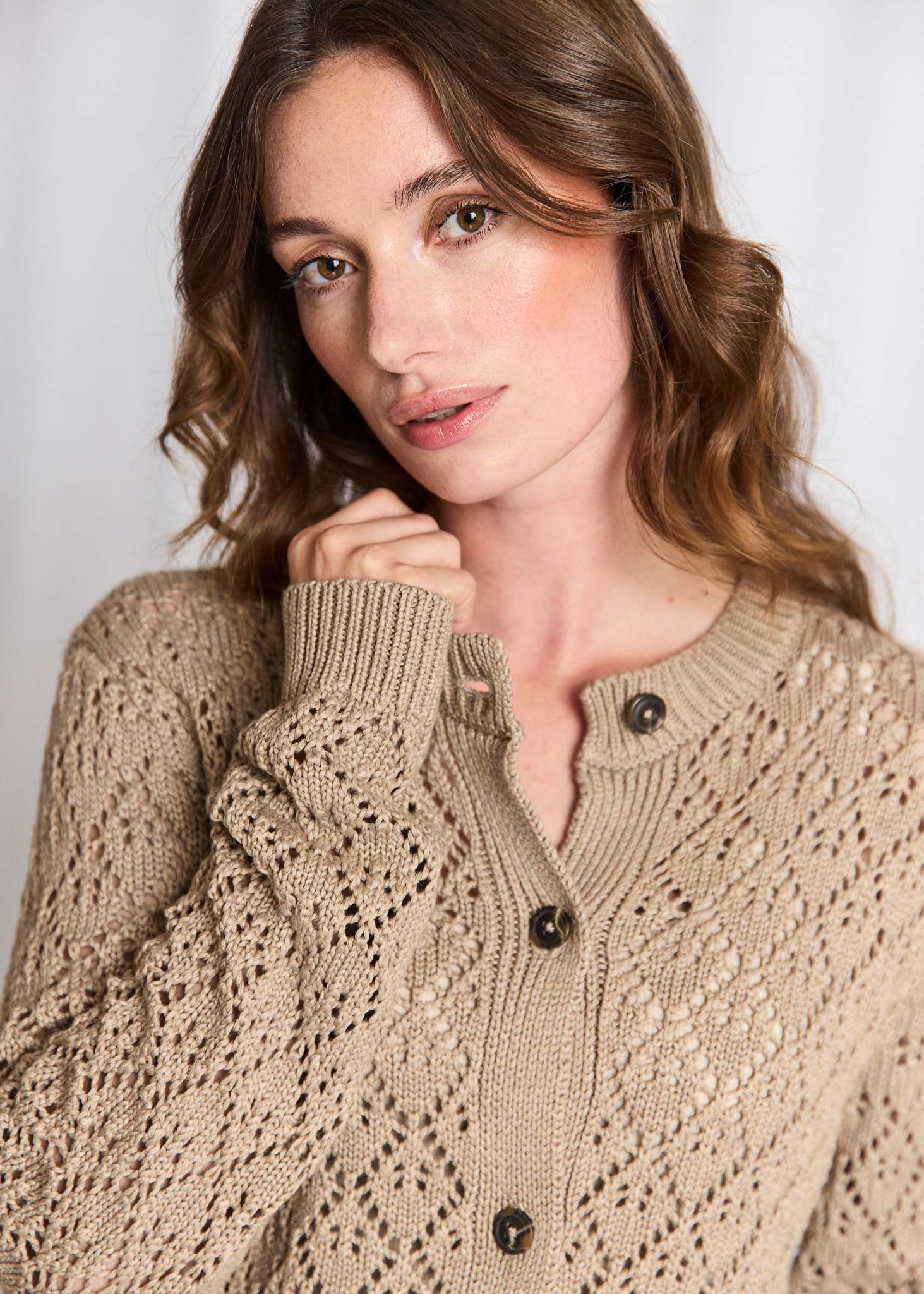 BS Eleonora Regular Fit Stickat - Sand