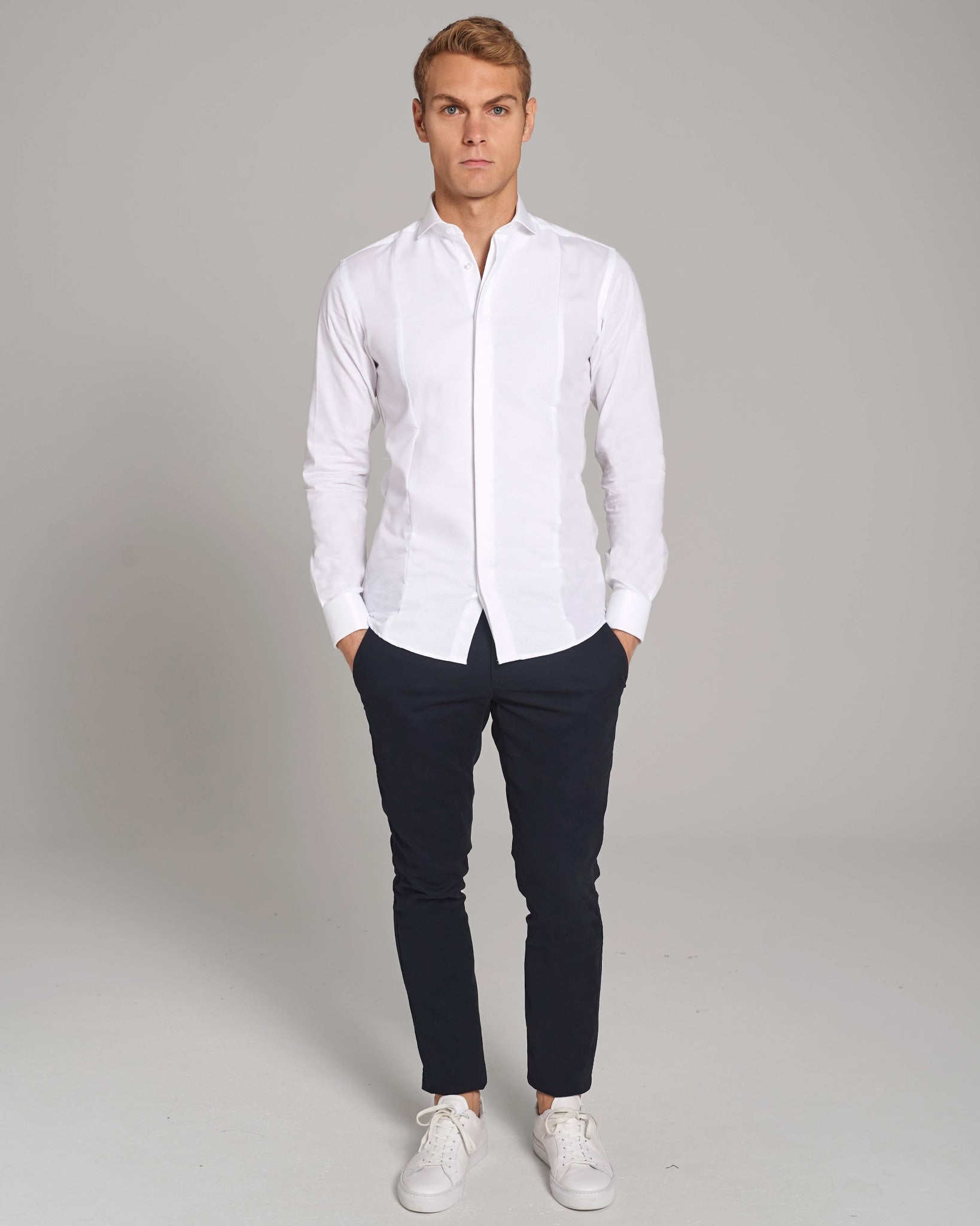 BS Bond Slim Fit Smoking Skjorte Hvid - White