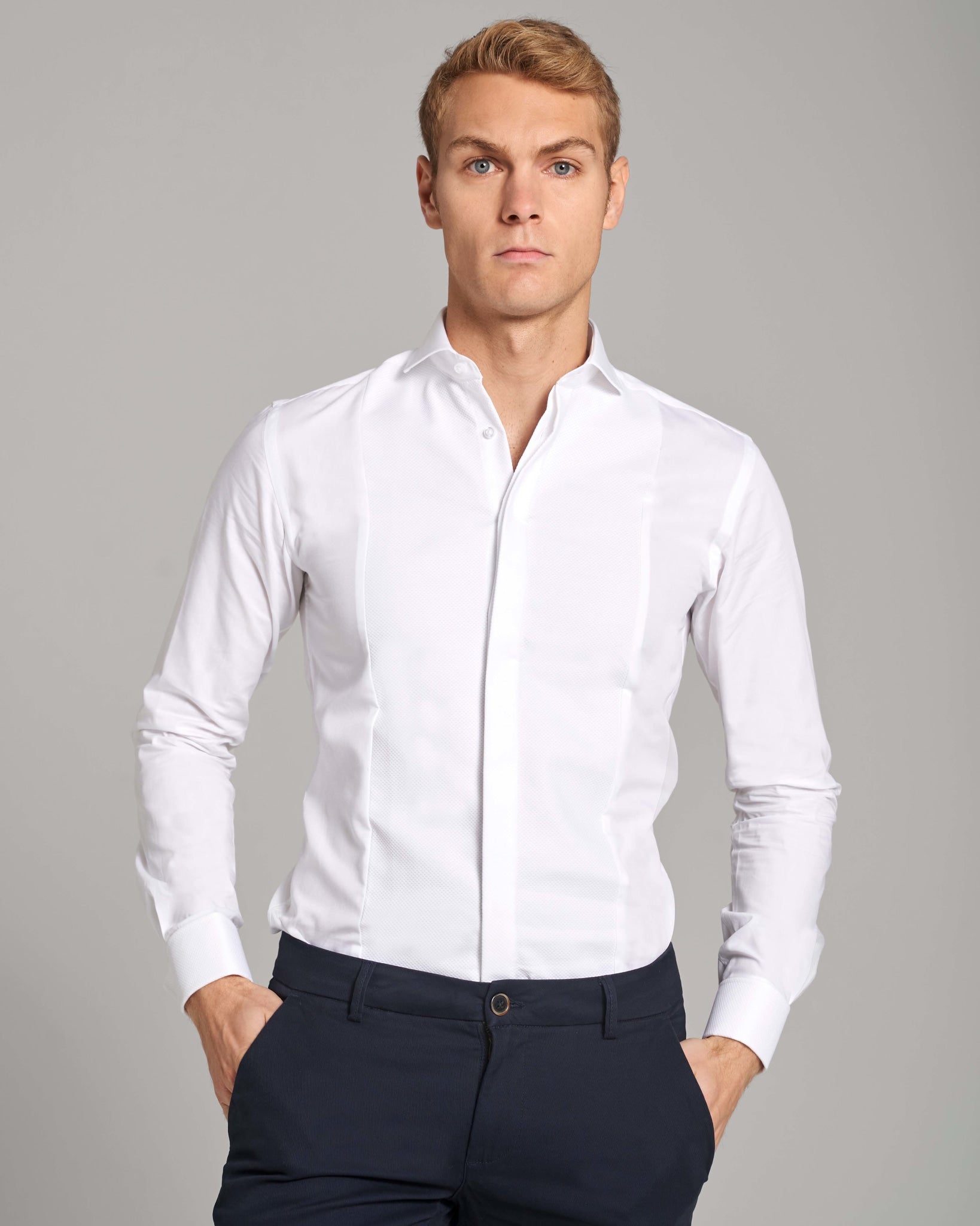 BS Bond Slim Fit Smoking Skjorte Hvid - White