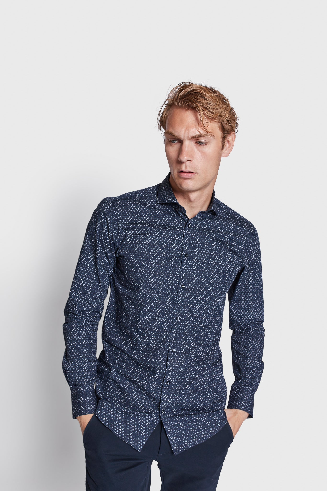 BS Jax Slim Fit Skjorte - Navy