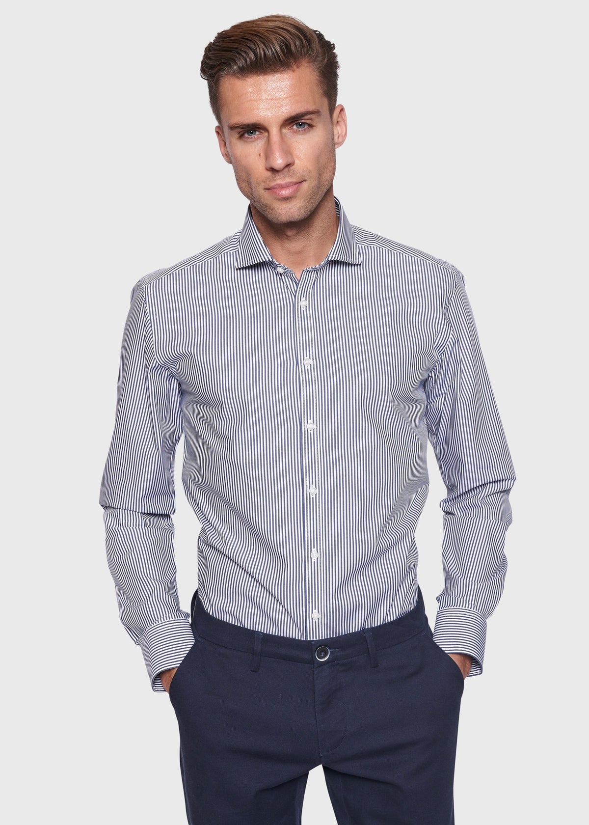 BS Matthew Slim Fit Shirt Dark Blue - Dark Blue
