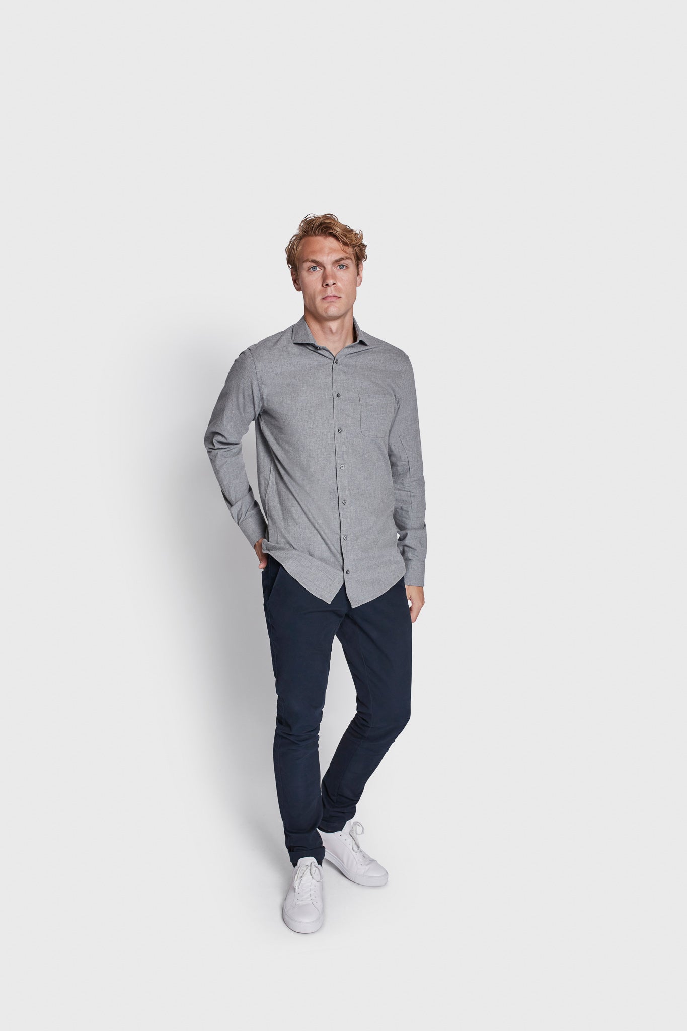 BS Lamin Casual Modern Fit Skjorta - Grå