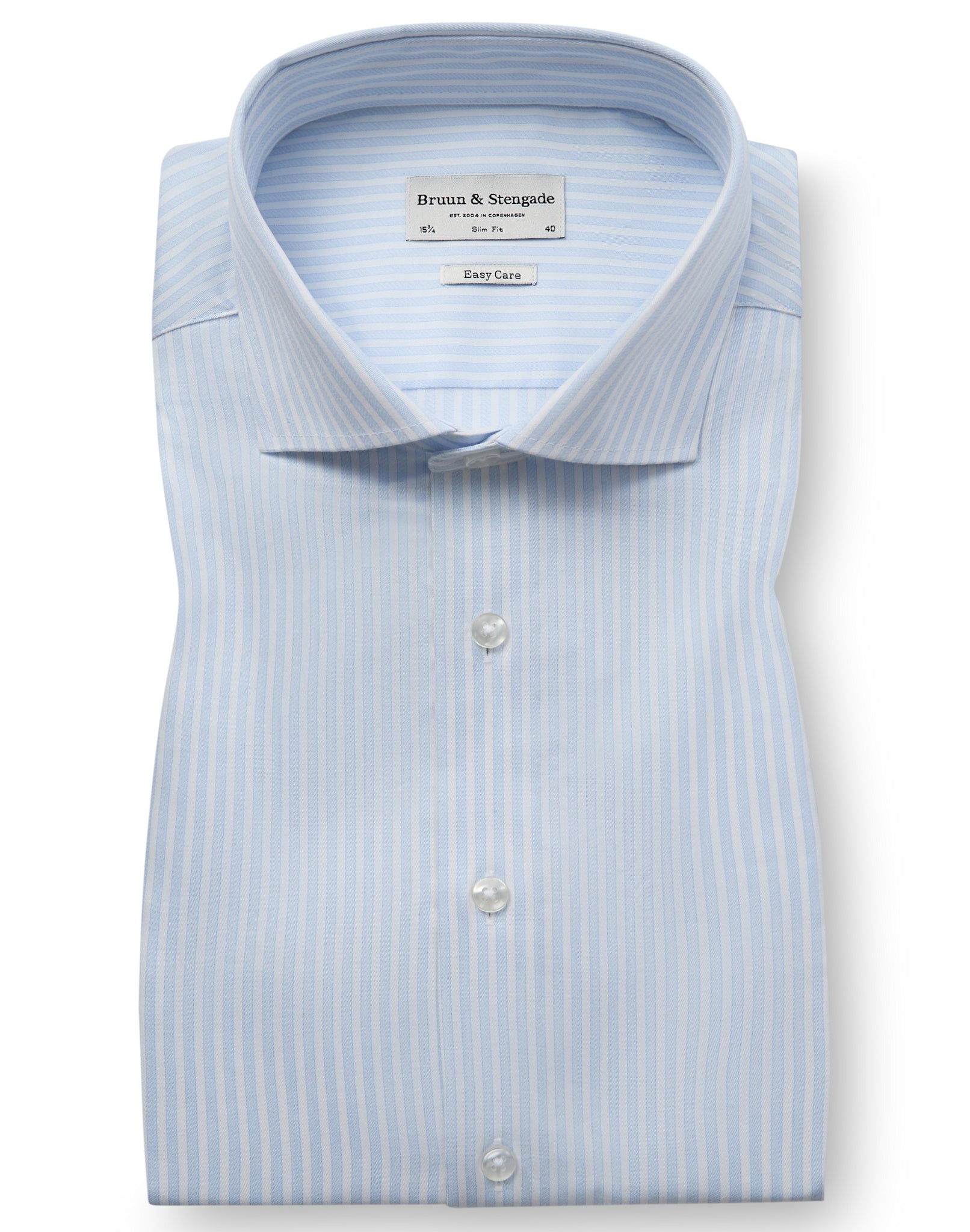 BS Borko Slim Fit Skjorte - Light Blue/White