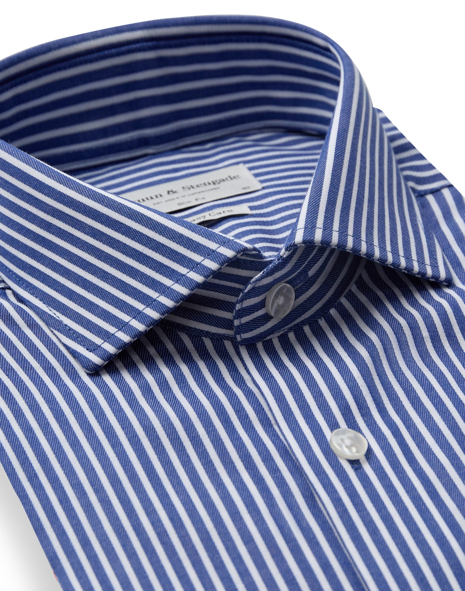 BS Bradshaw Slim Fit Skjorte - Dark Blue/White