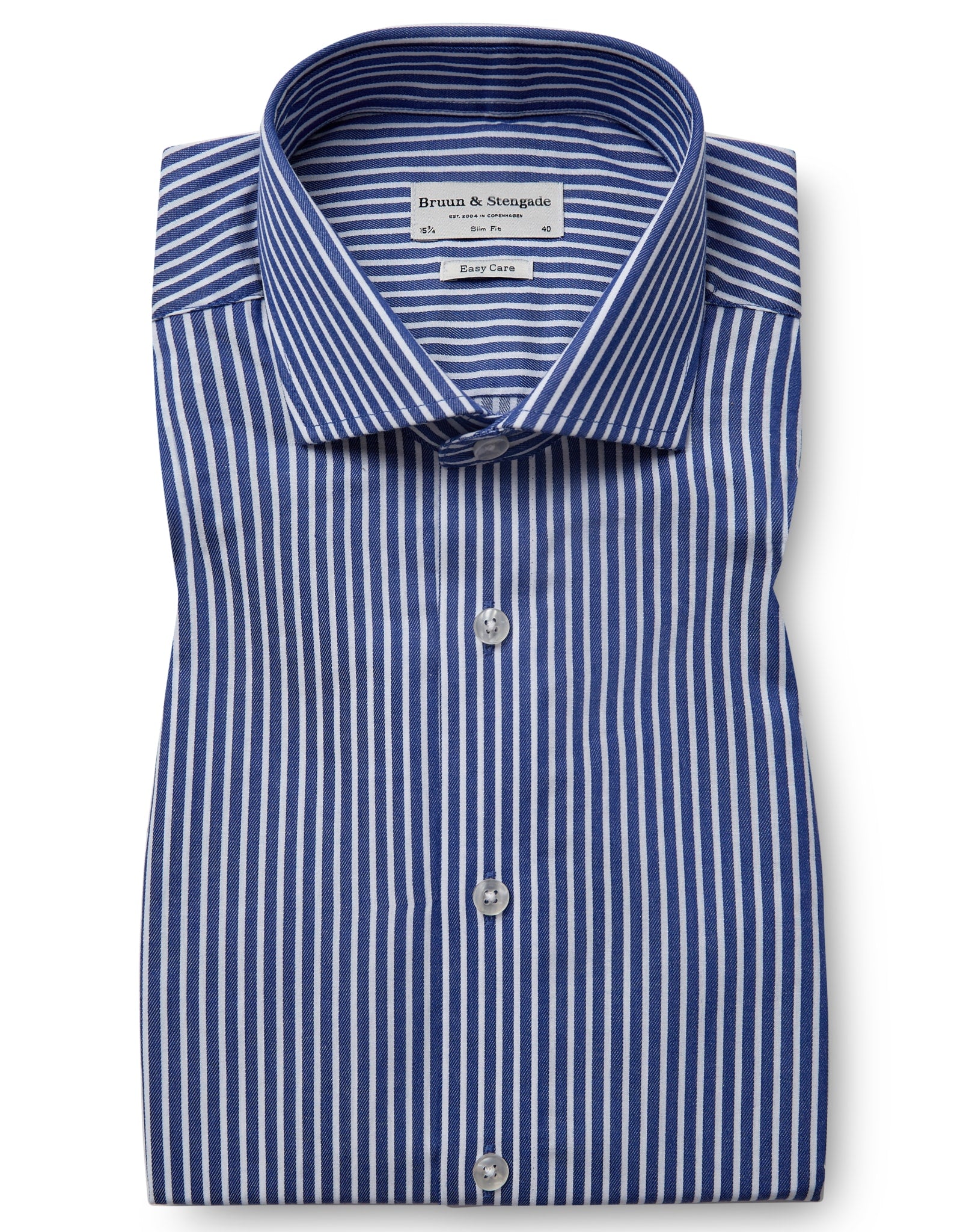 BS Bradshaw Slim Fit Skjorte - Dark Blue/White