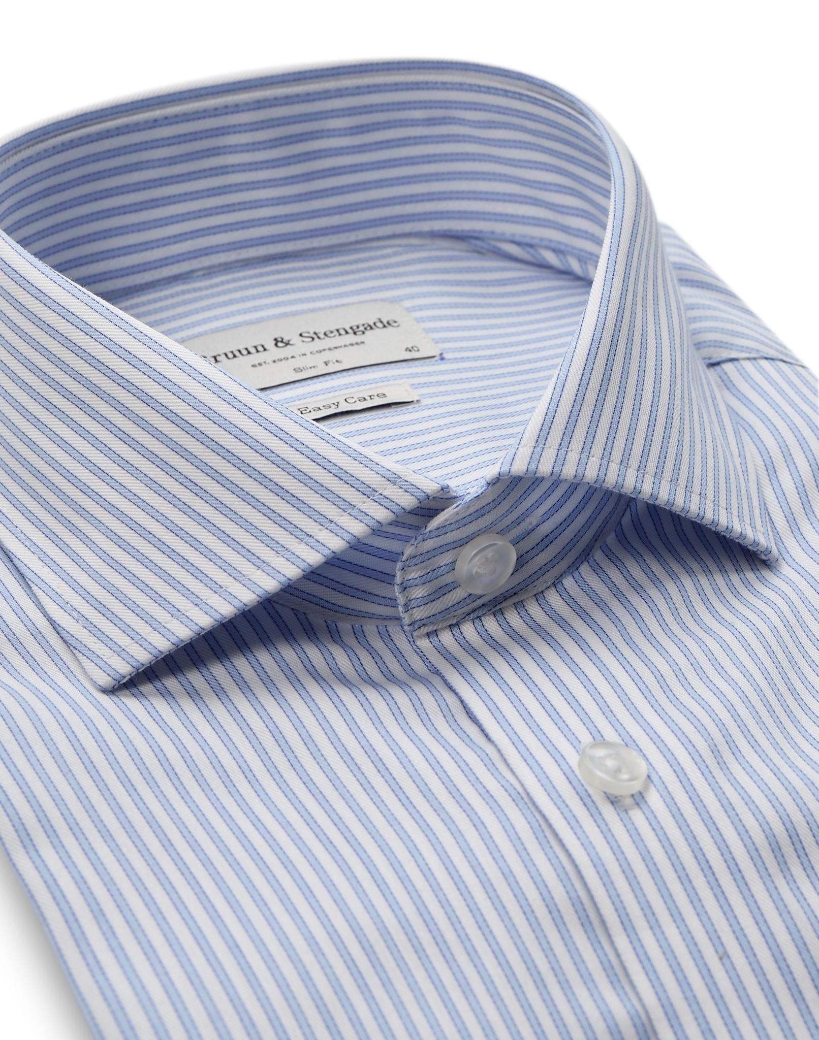 BS Popyrin Slim Fit Skjorte - Light Blue/White