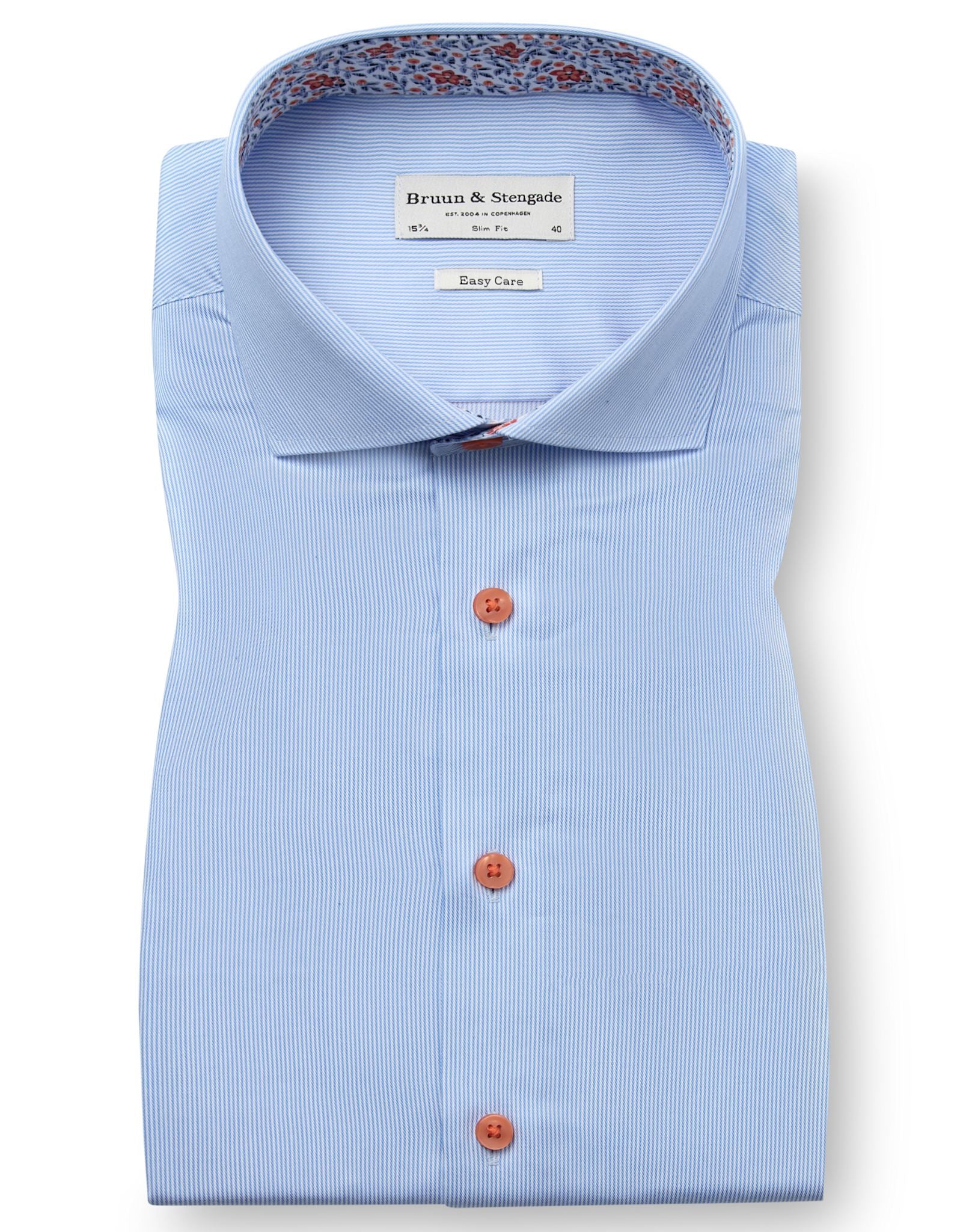 BS Wael Slim Fit Skjorte - Light Blue/White