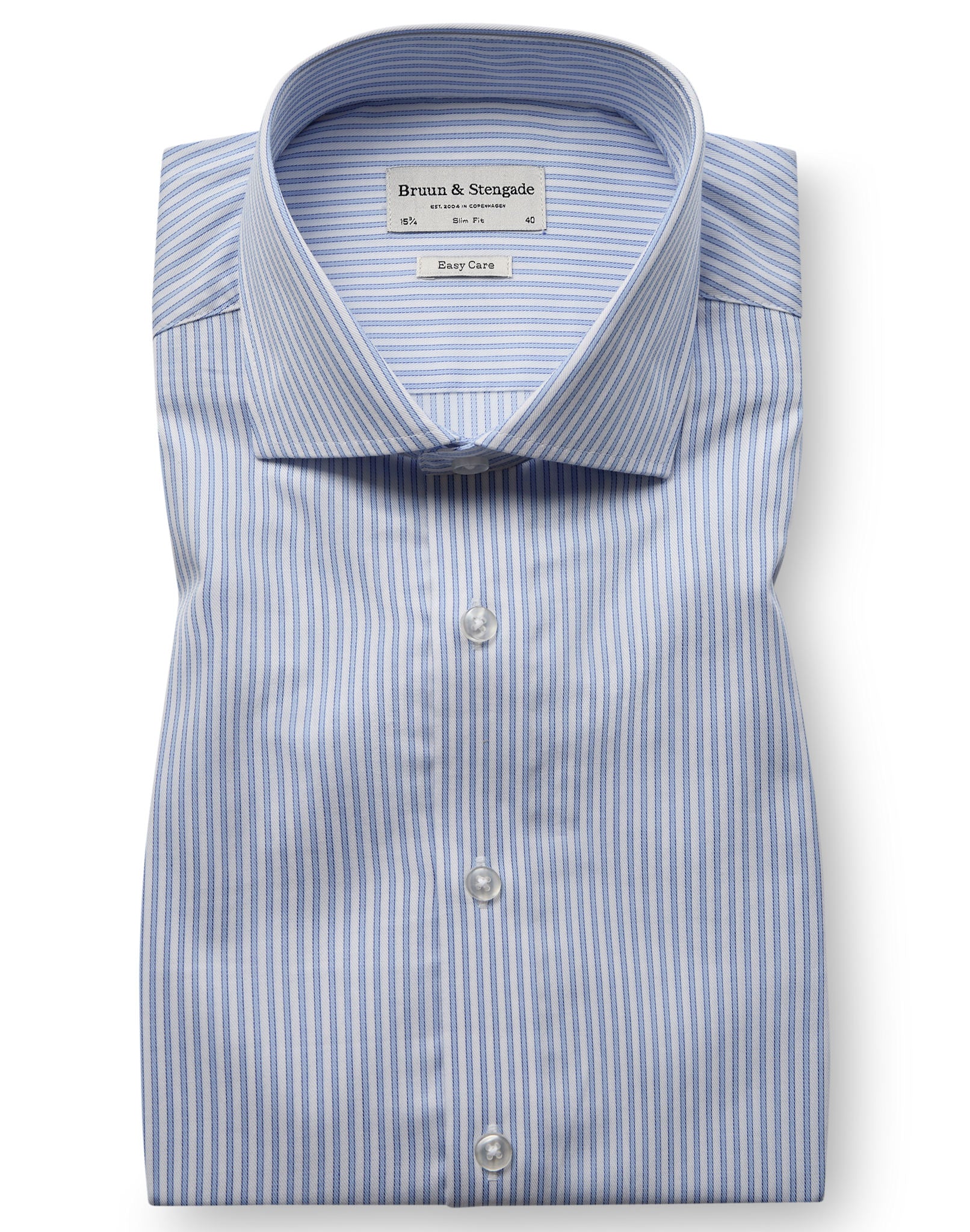 BS Popyrin Slim Fit Skjorte - Light Blue/White