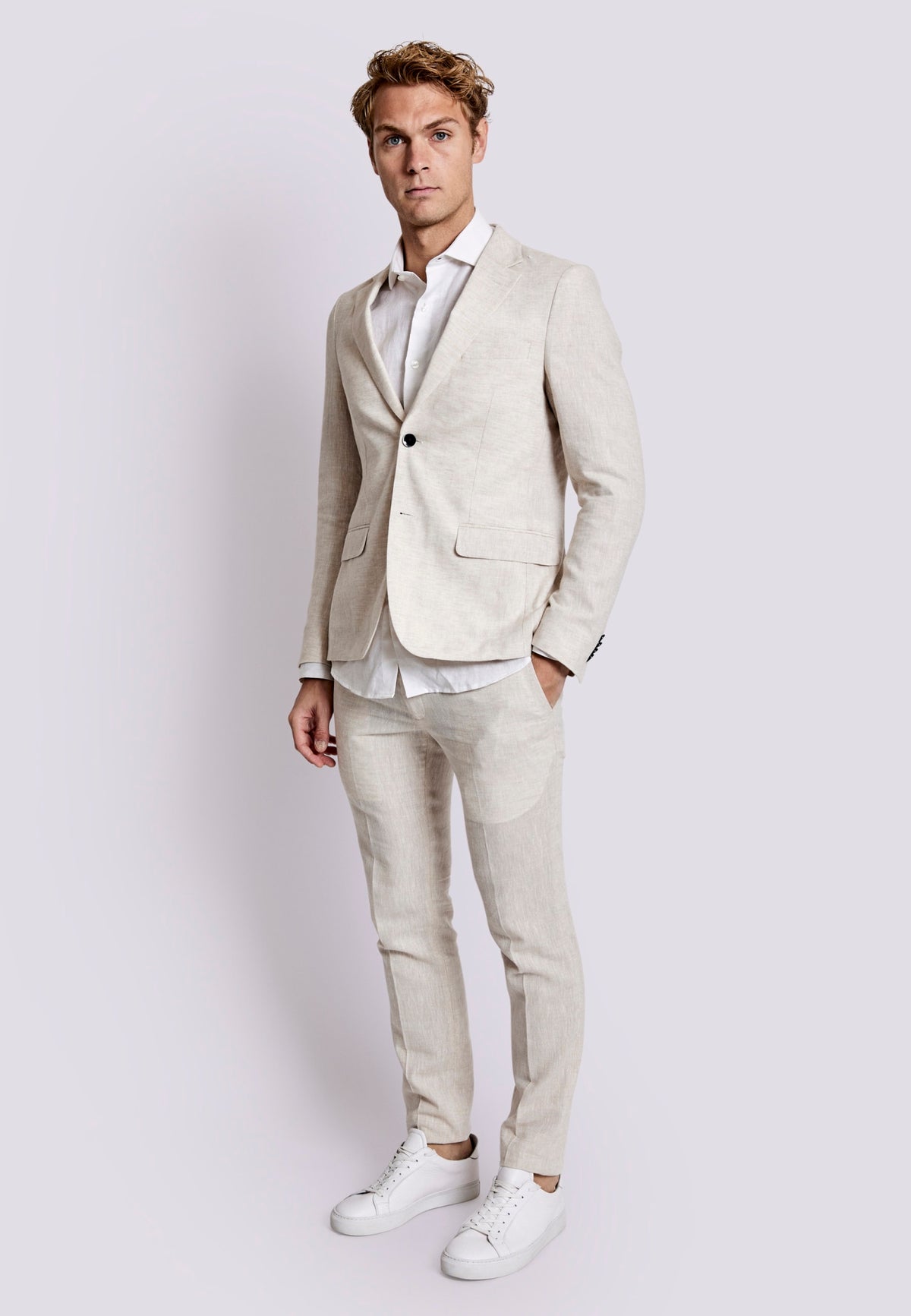 BS Prato Slim Fit Suit Pants - Beige