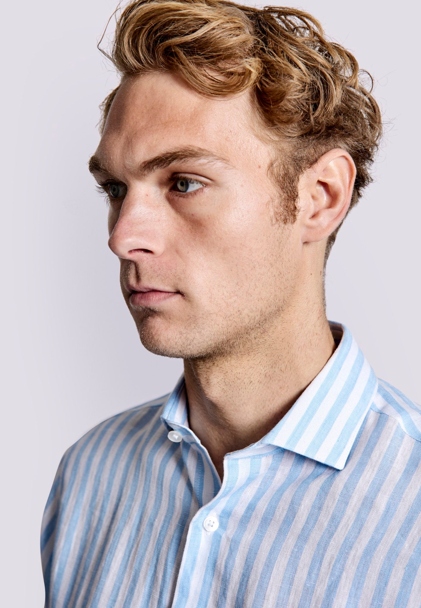 BS Valencia Casual Slim Fit Skjorte - Light Blue/White