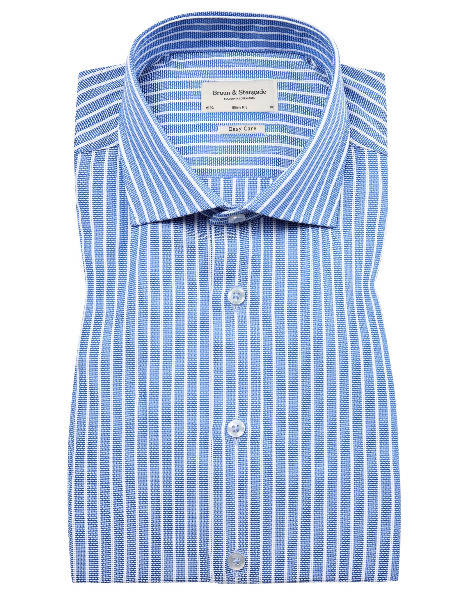 BS Angus Slim Fit Skjorte - Blue/White