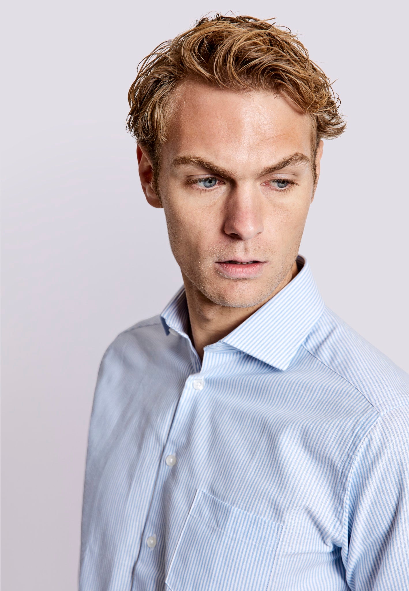 BS Jarette Modern Fit Shirt - Light Blue/White