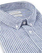 BS Saga Slim Fit Hør Skjorte Mørkeblå