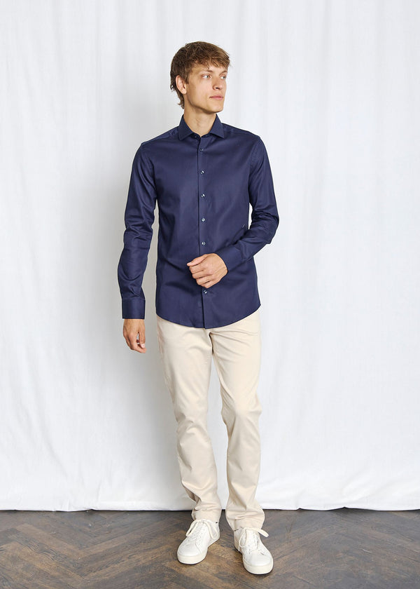 BS Miles Slim Fit Skjorte - Navy