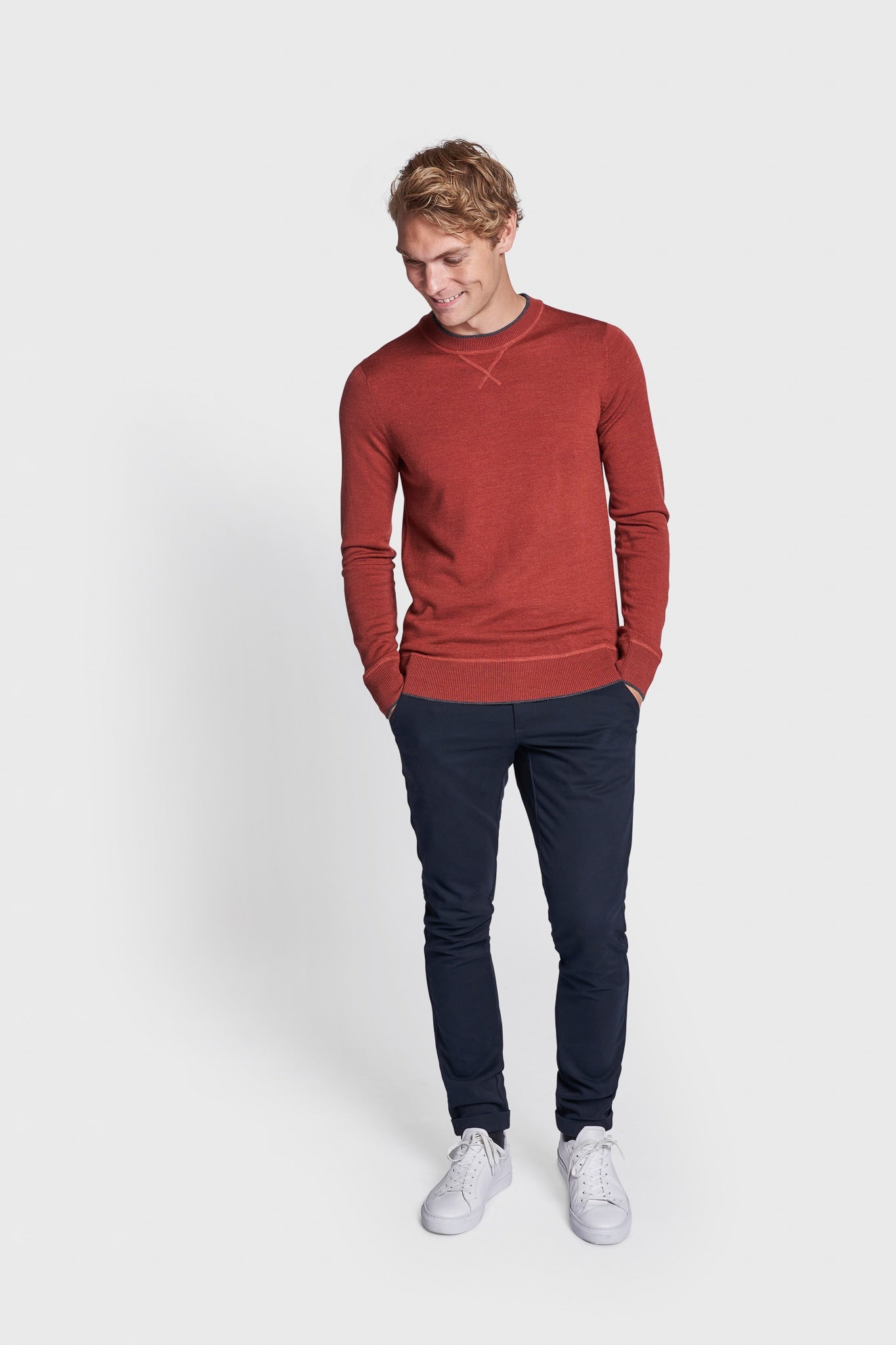 BS Federer Regular Fit Stickad Tröja - Dark Orange