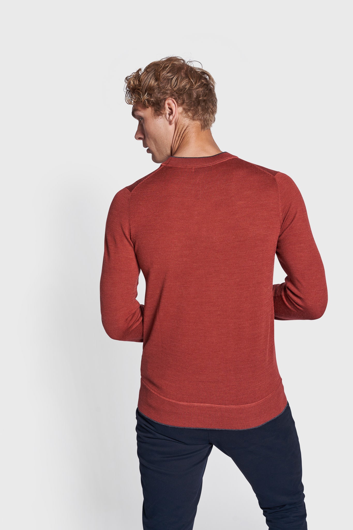 BS Federer Regular Fit Stickad Tröja - Dark Orange
