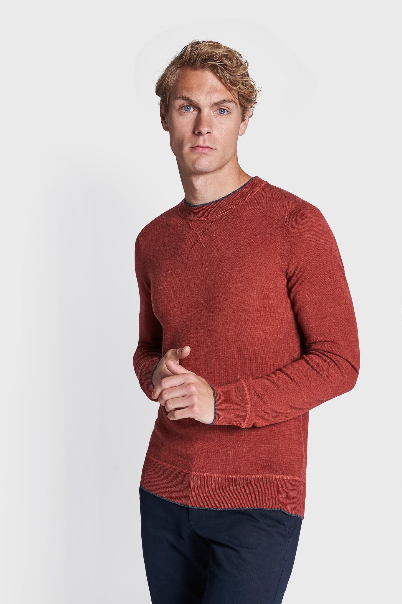 BS Federer Regular Fit Stickad Tröja - Dark Orange