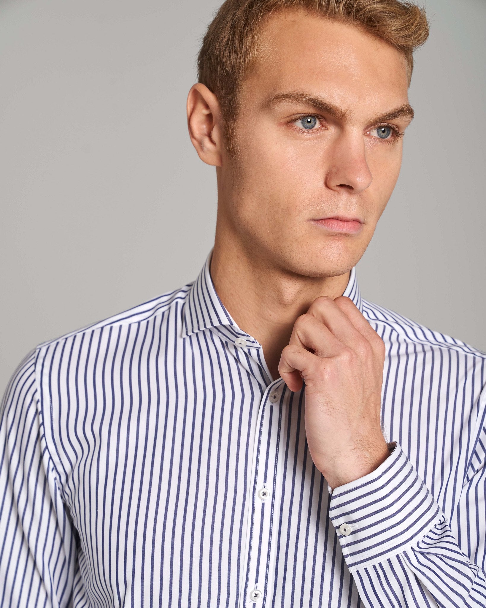 BS Scarone Slim Fit Skjorte - White/Navy