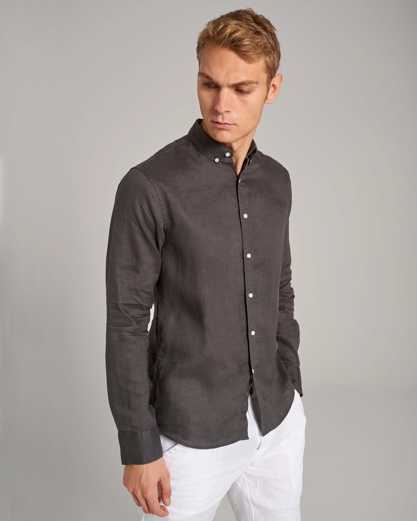 BS Sainz Casual Slim Fit Skjorta - Charcoal