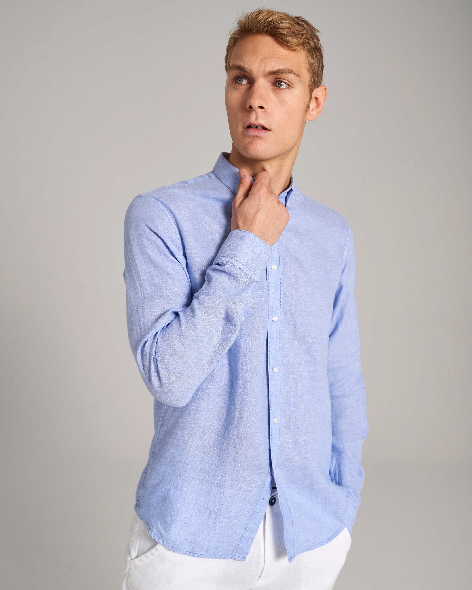 BS Sainz Casual Slim Fit Skjorta - Light Blue