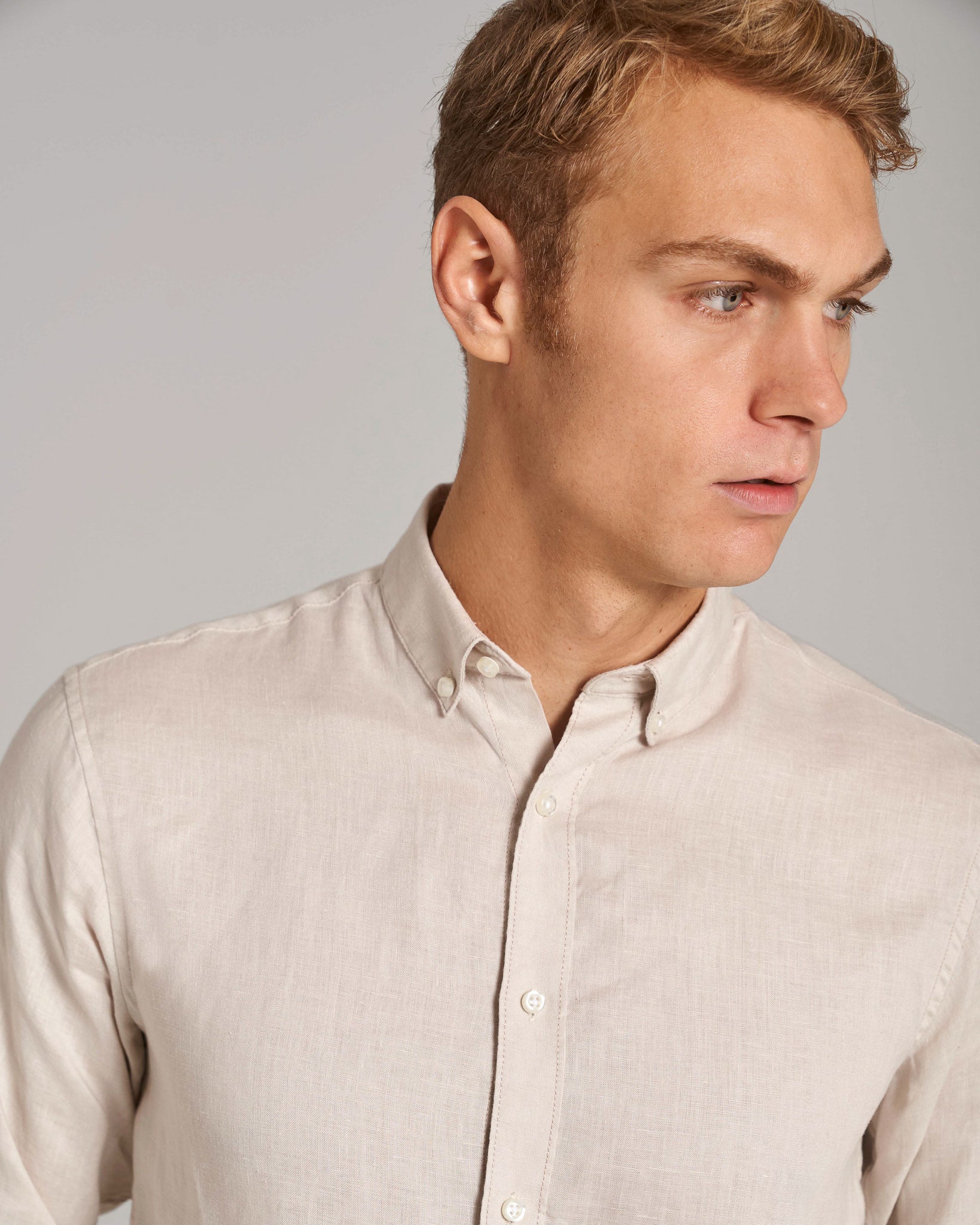 BS Sainz Casual Slim Fit Skjorta - Sand