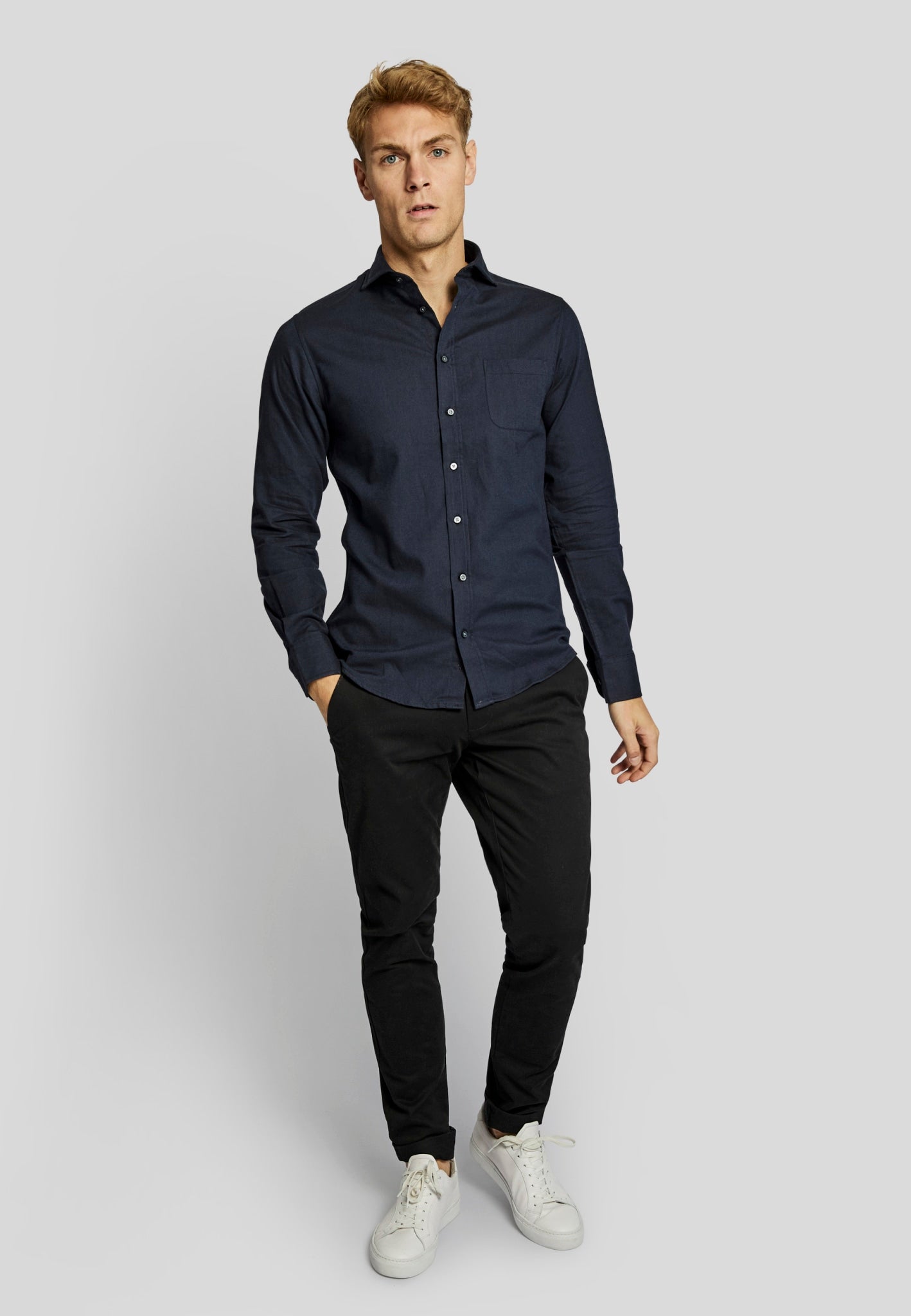 BS Halden casual slim fit Skjorte - Navy