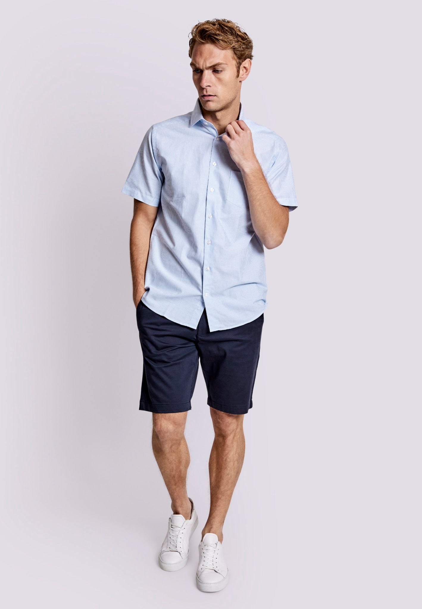 BS Jarette Modern Fit Shirt - Light Blue/White