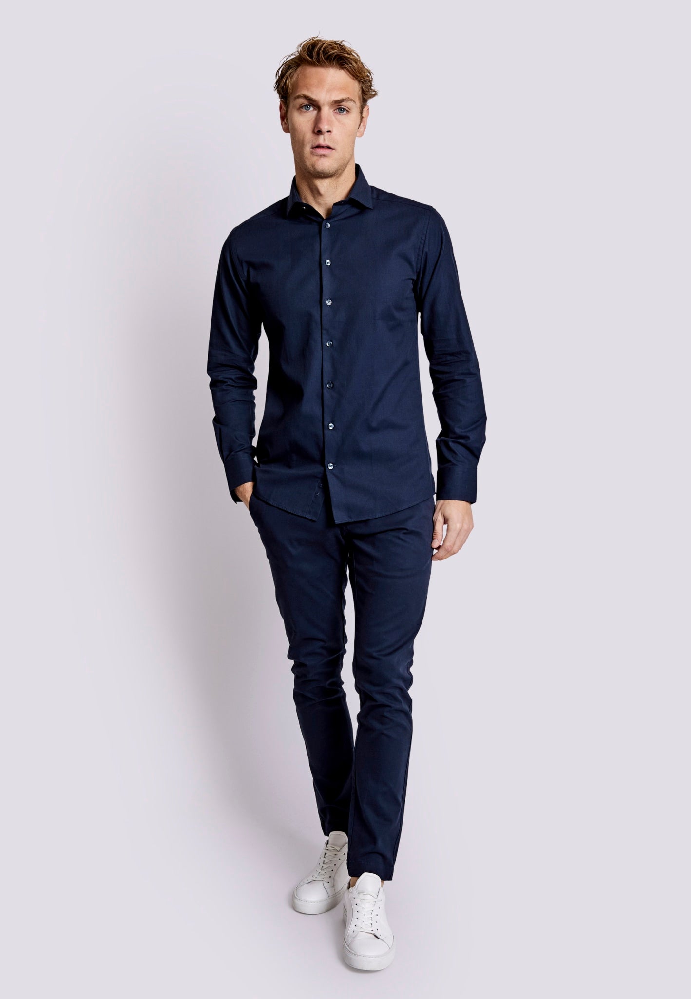 BS Nate Slim Fit Skjorte - Navy