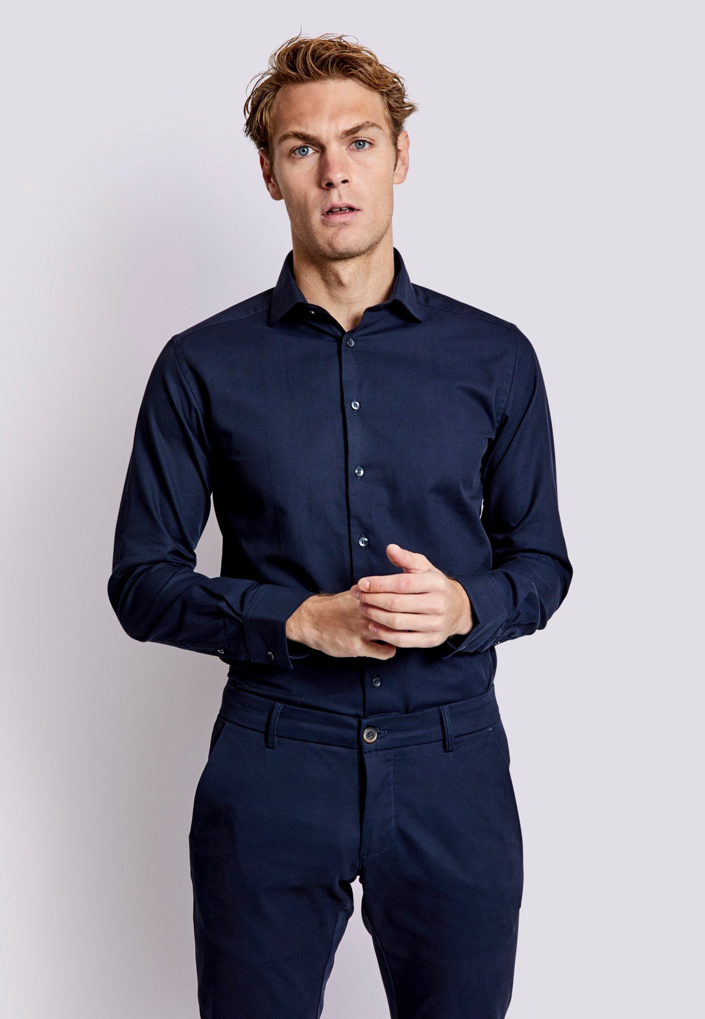 BS Nate Slim Fit Skjorte - Navy